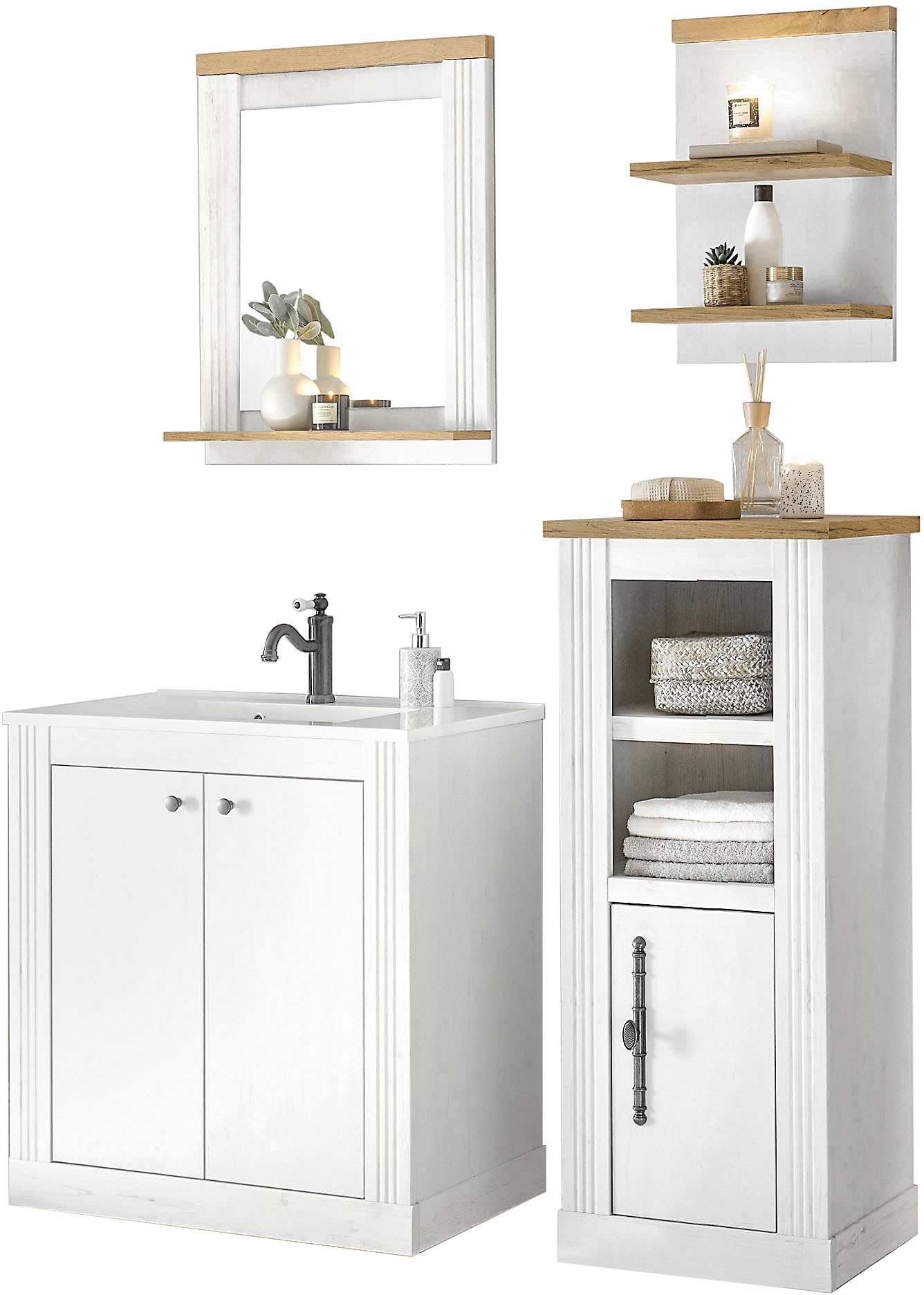 Home affaire Badmöbel-Set »WESTMINSTER, Bad im Landhausstil, 2-teiliges Bad günstig online kaufen