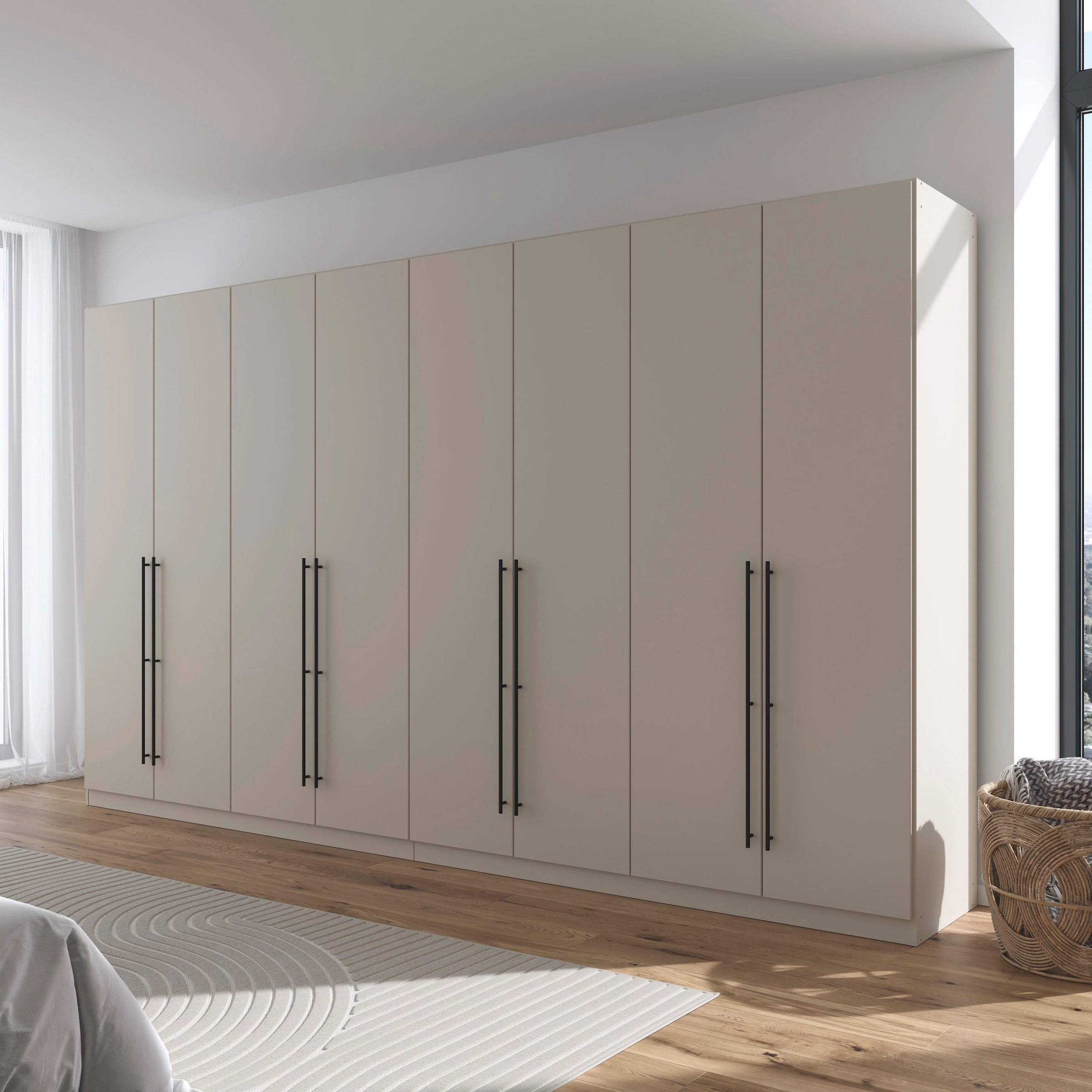 rauch Kleiderschrank »Drehtürenschrank Schrank Garderobe Wäscheschrank Schlafzimmer AVOLA«, (in 3 verschiedenen Ausstattungen BASIC/CLASSIC/PREMIUM), mit hochwertigen Stangengriffen in Schwarz aus Metall MADE IN GERMANY