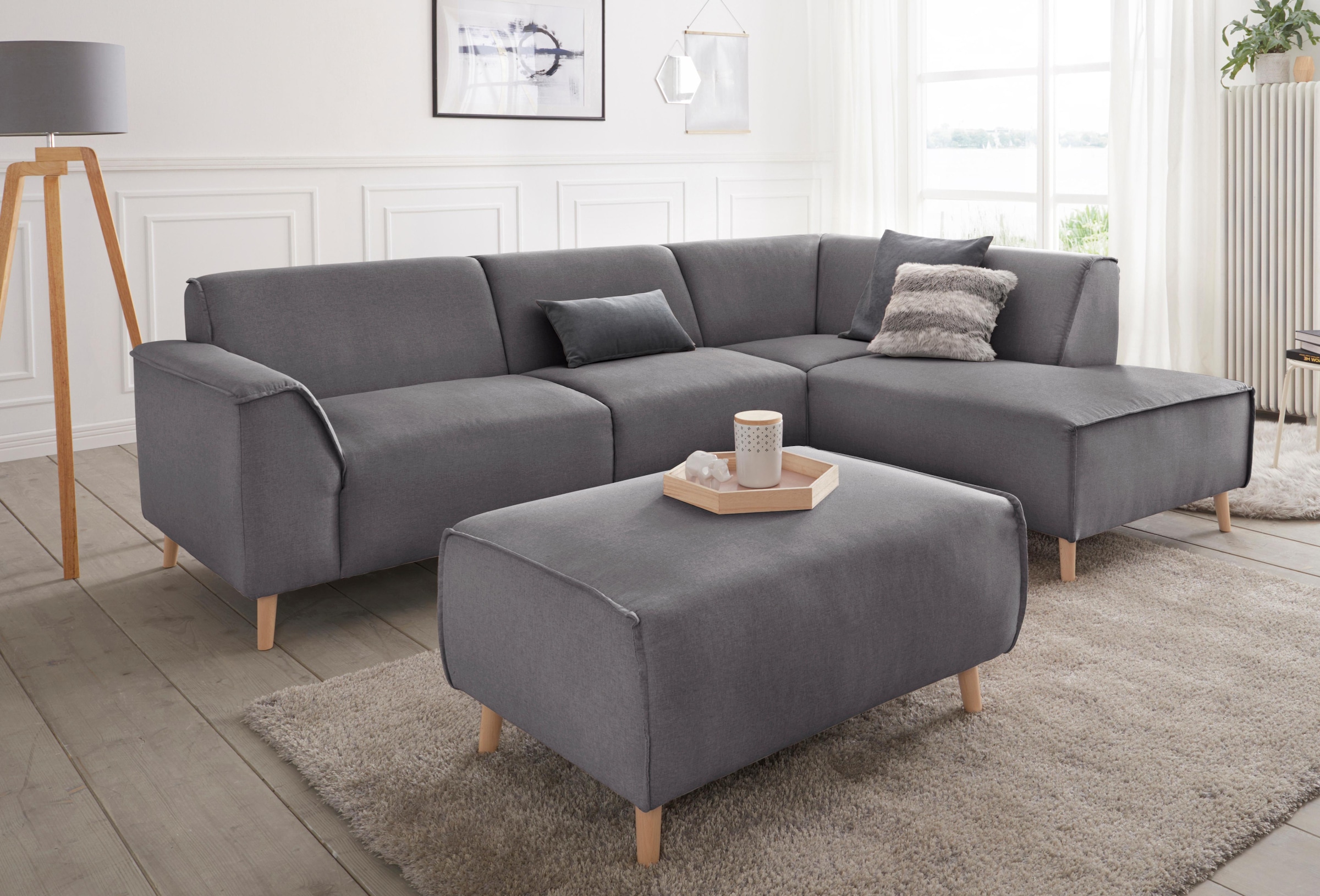 andas Ecksofa »Janek Scandic Design, elegant und zeitlos, L-Form« mit Feder günstig online kaufen