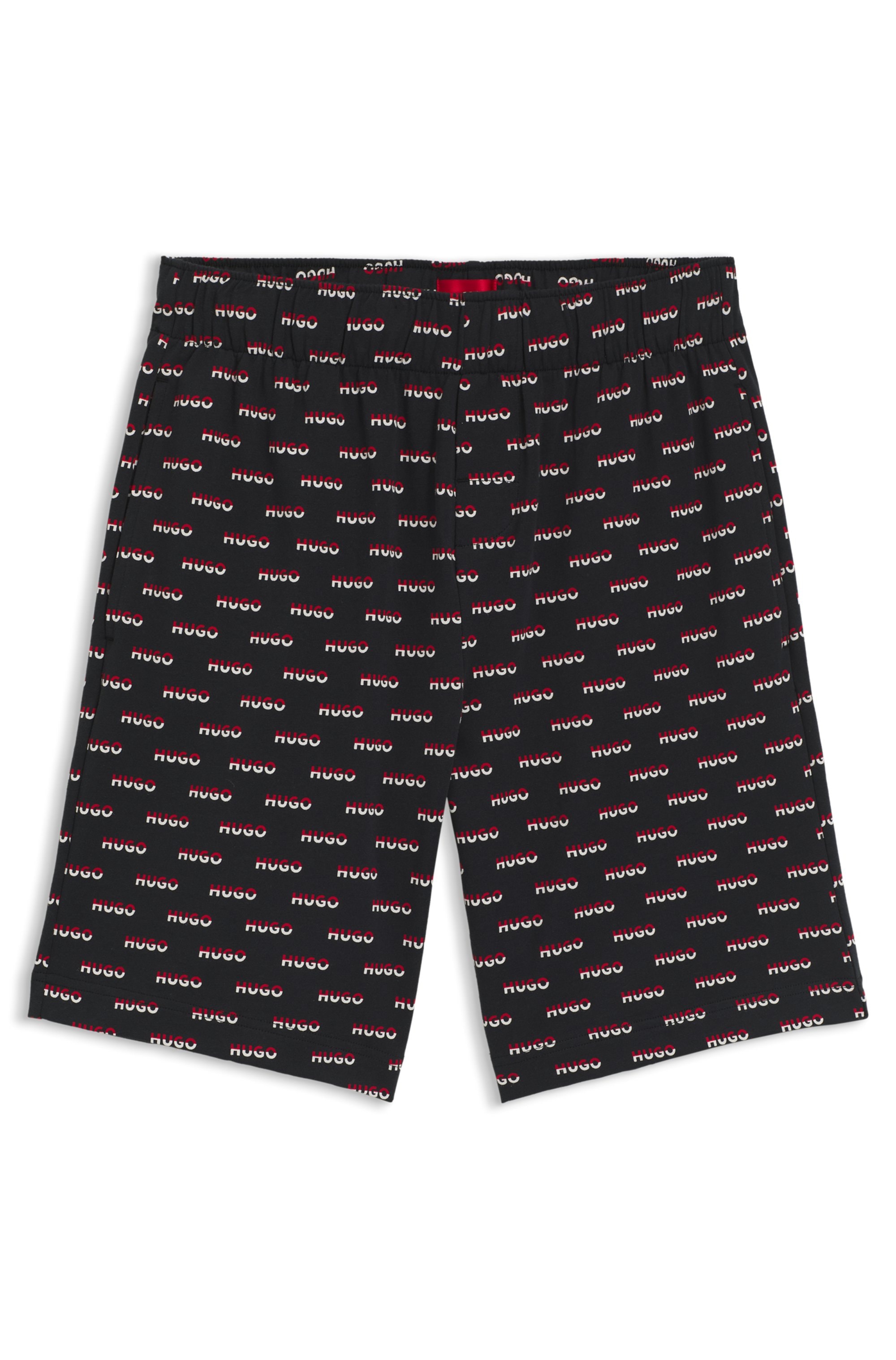 HUGO Underwear Pyjamashorts »SPLIT LOGO«, zweifarbige Logo's allover, elasticher Bund