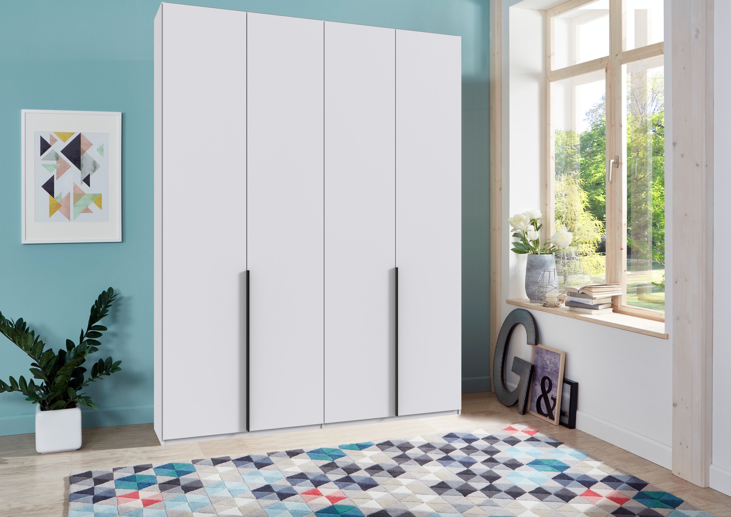 Wimex Kleiderschrank »Mugano,in 8 Breiten,3 Höhen,2 Tiefen, viele Farben, Made in Germany«, (in Basic oder Premium Ausstattung mit 2 weiteren Einlegeböden), mit langen oder kurzen Griffen aus Metall, mit oder ohne Spiegel