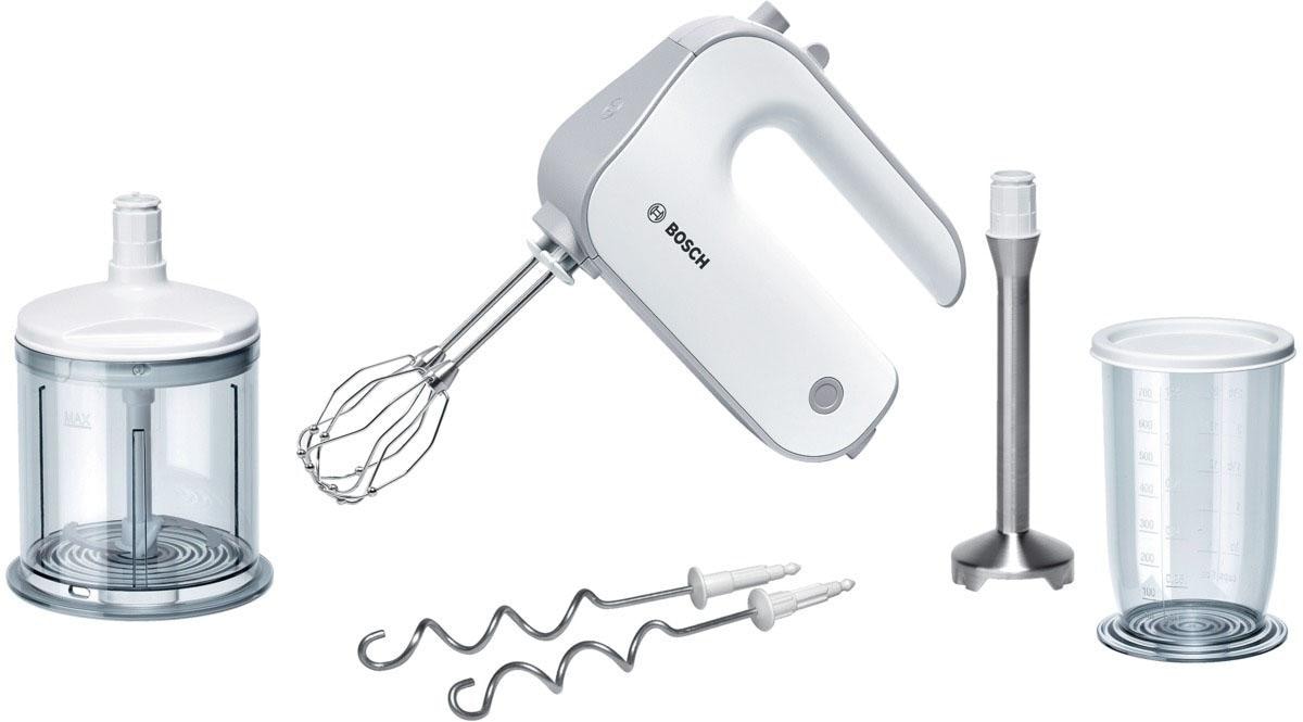 BOSCH Handmixer »Styline MFQ4080, Edelst. Rührbesen/Knethaken, Mixfuß, 5 Stufen, weiß«, 500 W, Zerkleinerer, Turbotaste, leichtes Gehäuse, Made in Europe