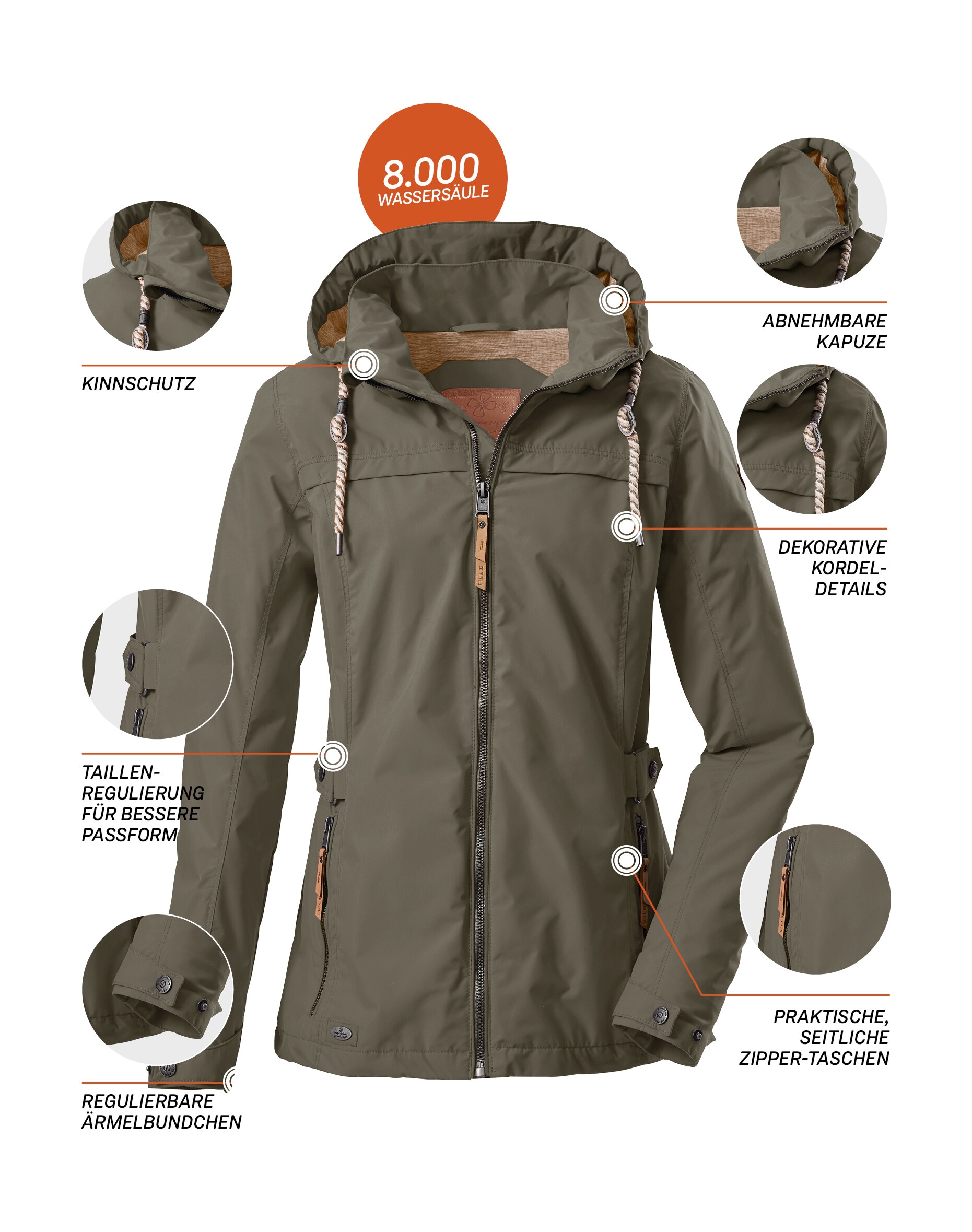 G.I.G.A. DX by killtec Funktionsjacke »WMN JCKT A« Damenjacke: abnehmbare Kapuze, 8.000 mm Wassersäule