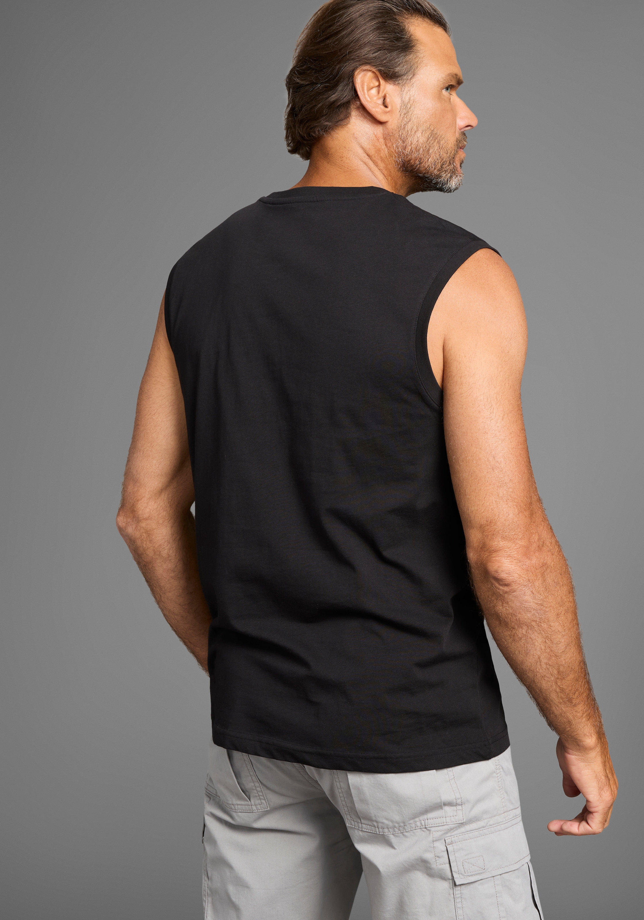 Man's World Muscleshirt, (2er-Pack), ärmellos, bedruckt, Rundhalsausschnitt, aus 100% Baumwolle