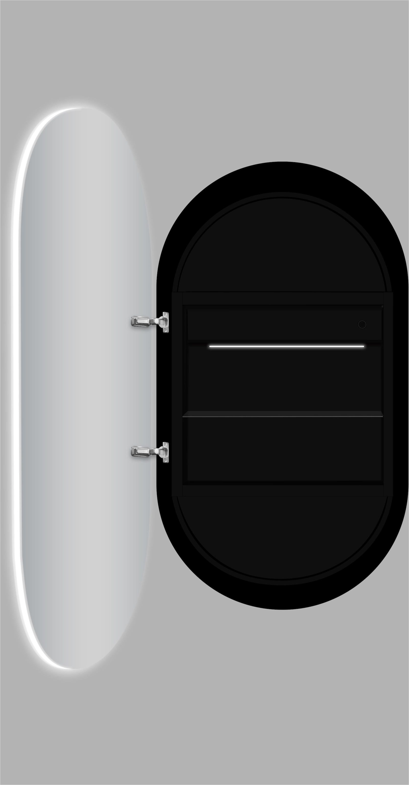 Talos Badezimmerspiegelschrank »Talos Oval Vento«, austauschbare LED-Beleuchtung, 45x80 cm schwarz