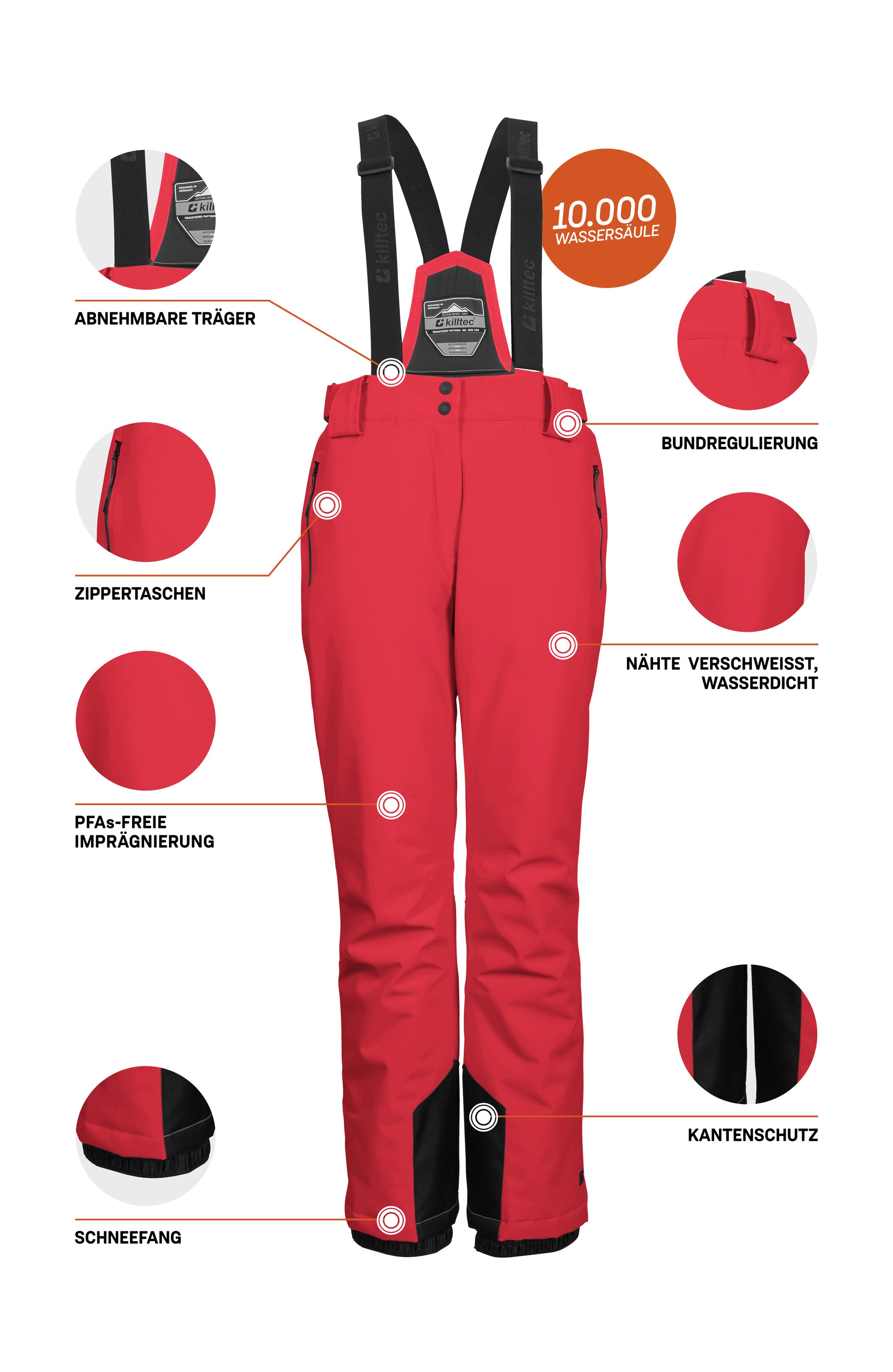 Killtec Skihose »KSW 249 WMN SKI PNTS«, Wasser- und winddicht, abnehmbare Träger, verstellbare Taille