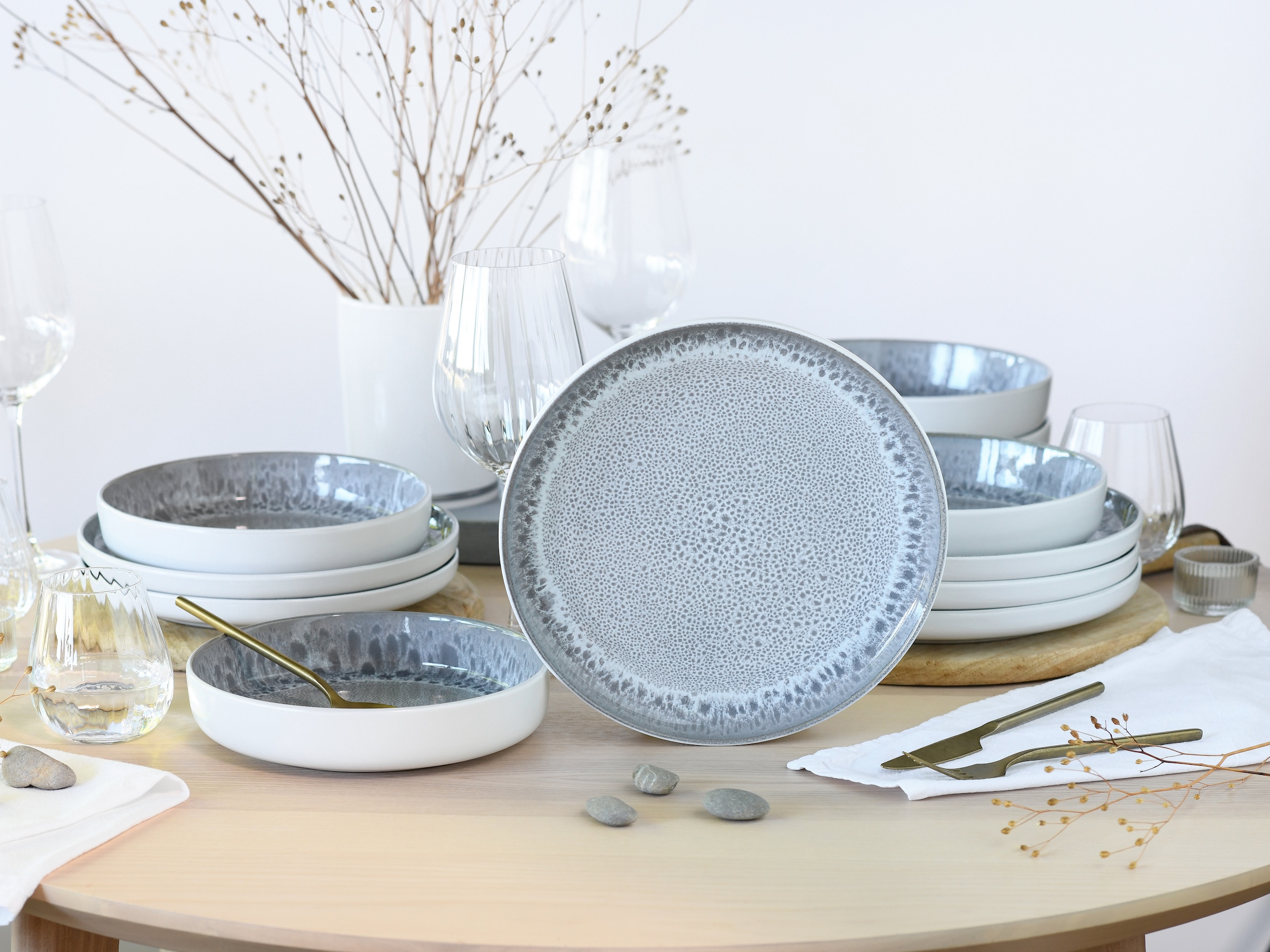 OTTO home Tafelservice »modernes Geschirr-Set, Service Lykk« hohe Haltbarkeit, spülmaschinen- & mikrowellengeeignet, Reaktivglasur