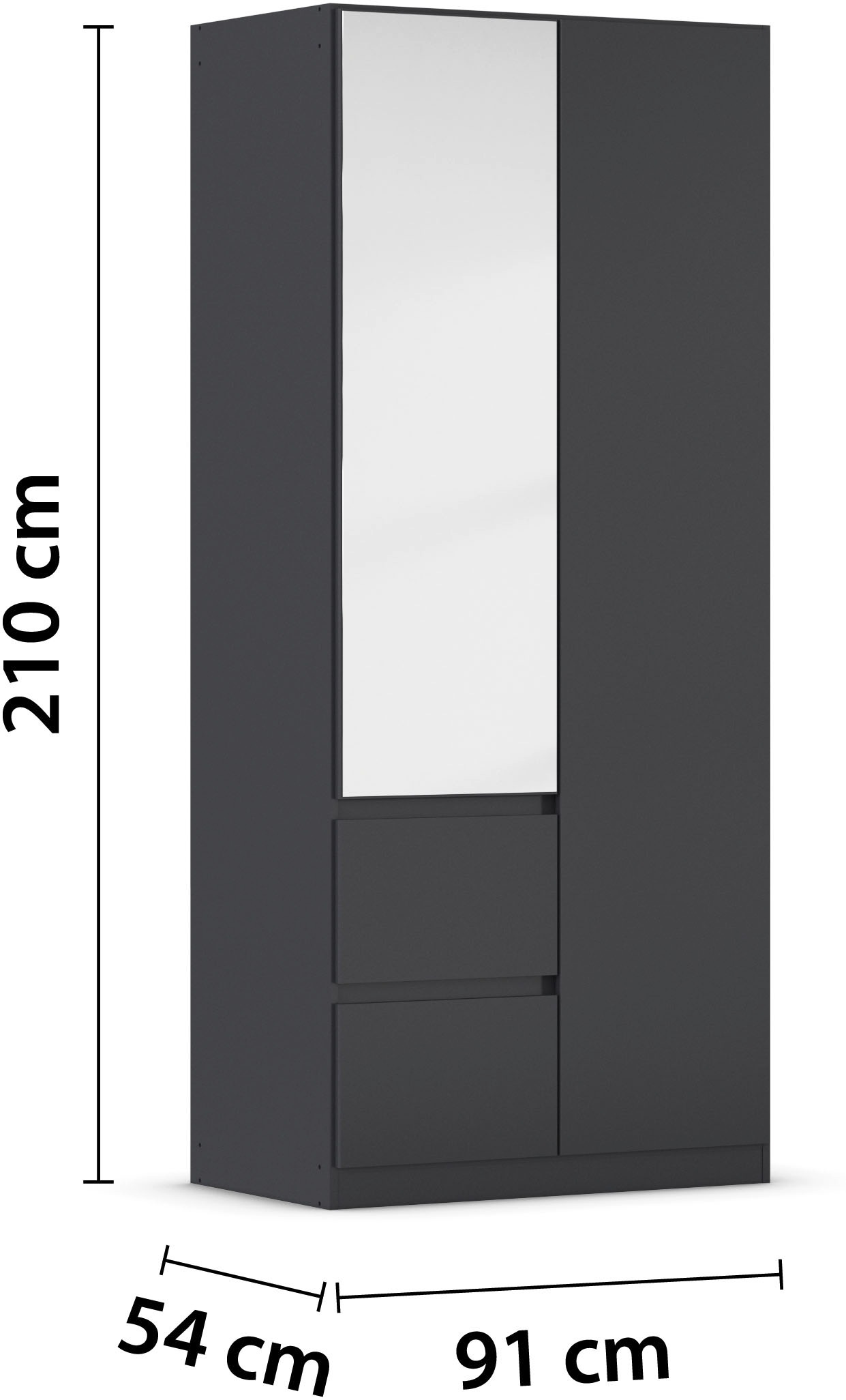rauch Kleiderschrank »Schrank Garderobe MAINZ Breiten 91/136/181/226/271/315/360, Höhe 210cm« 3 verschiedene Ausstattungen BASIC/CLASSIC/PREMIUM (inkl. SOFT-CLOSE),  grifflose Front, Außentüren mit Push-to-Open Funktion MADE IN GERMANY