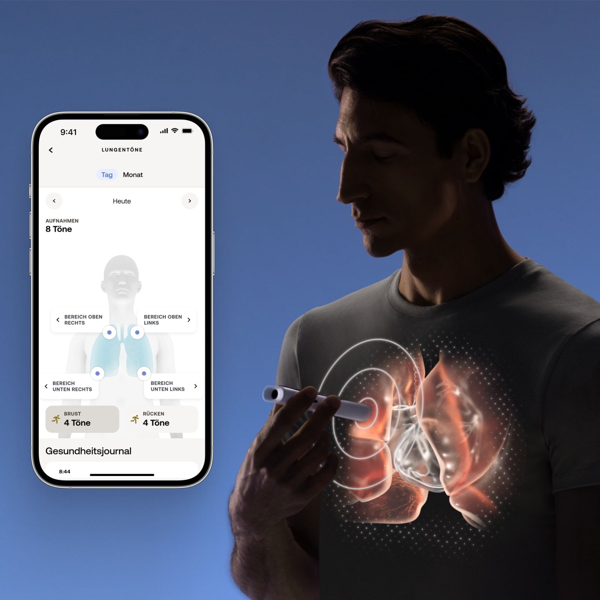 Withings Fieberthermometer »»BeamO 4-in-1« Gesundheits-MultiScan mit EKG-Aufzeichnung«, Herz- & Lungenauskultation, Sauerstoffsättiungs- & Temperaturmessung