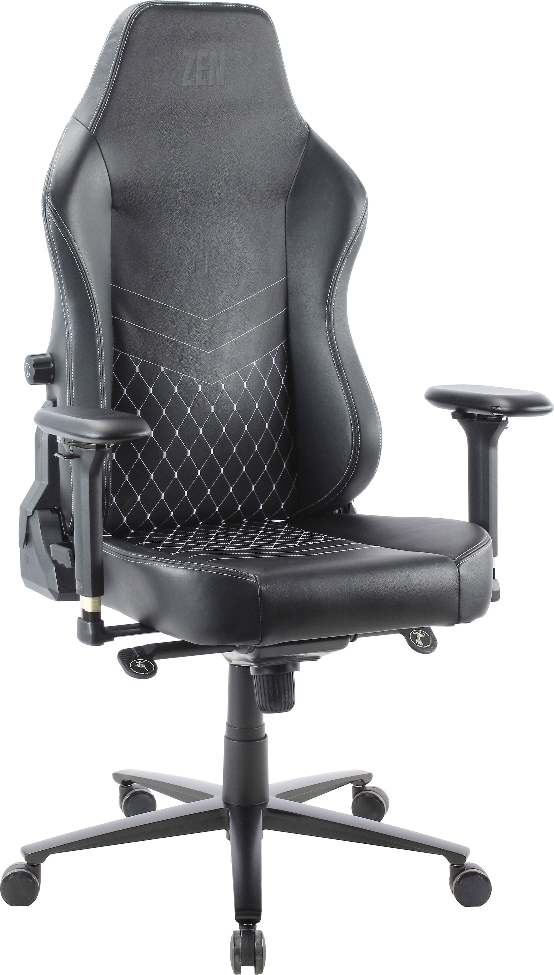ZEN Gaming-Stuhl »SAGA Real Echtleder Gaming Chair«, 4D Premium-Metall-Armlehne, einstellbares Lordosenstütze
