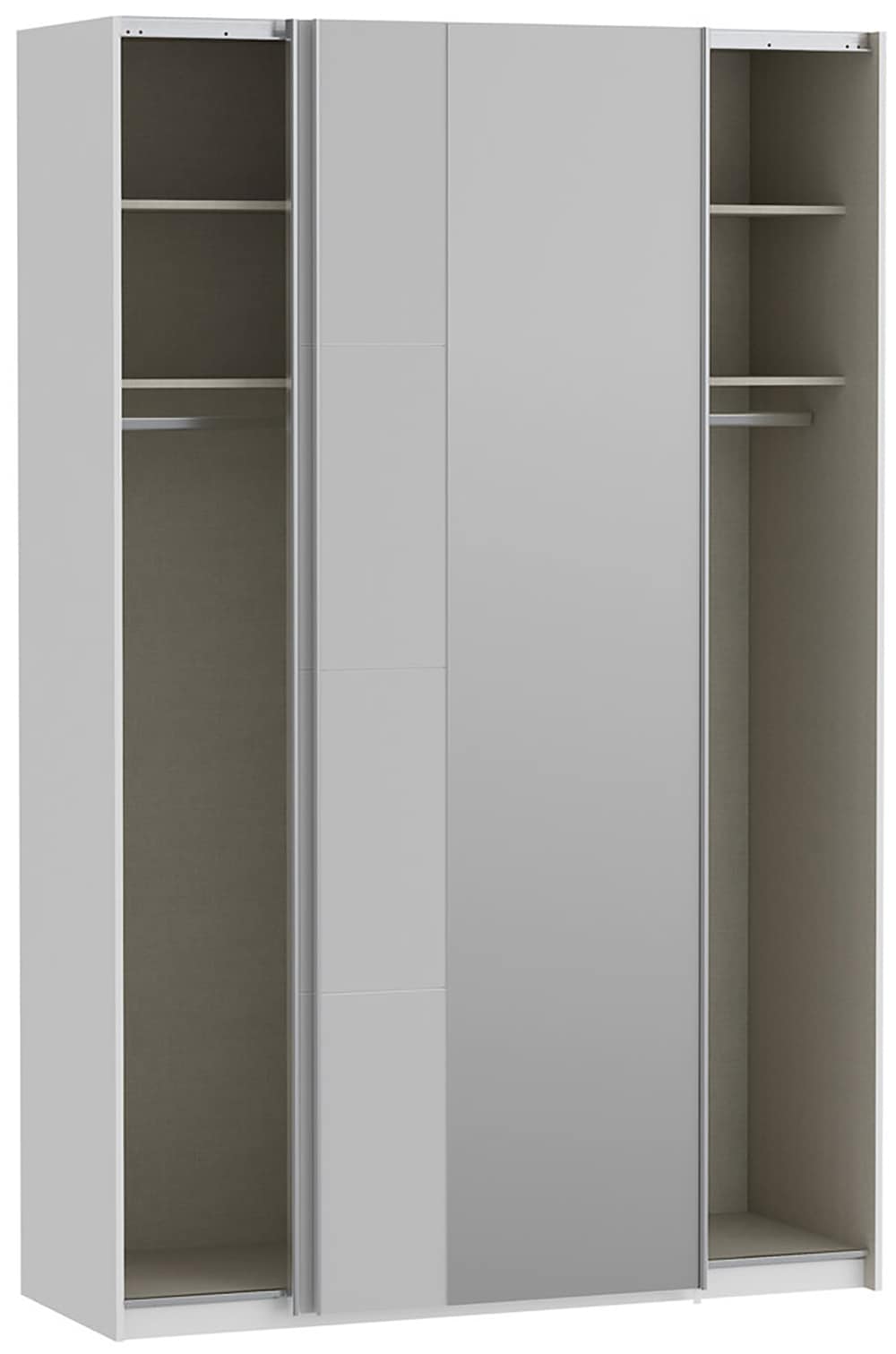 FORTE Schwebetürenschrank, Höhe 2,35 mtr, stehende Montage, Spiegel