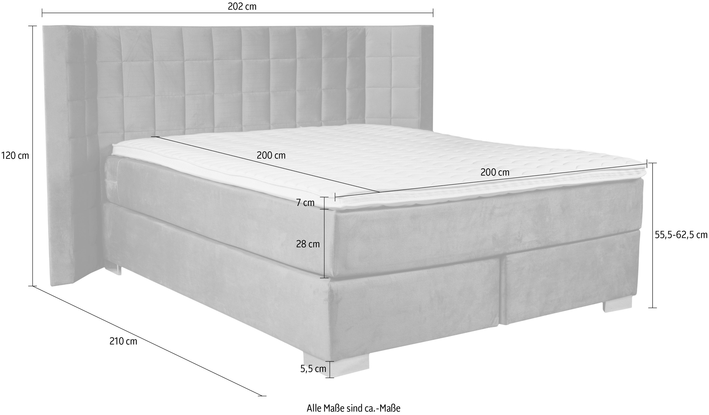 7. Bild von Places of Style Boxspringbett »Piazza«, mit Steppung und Kopfteil mit seitlichen Flügeln