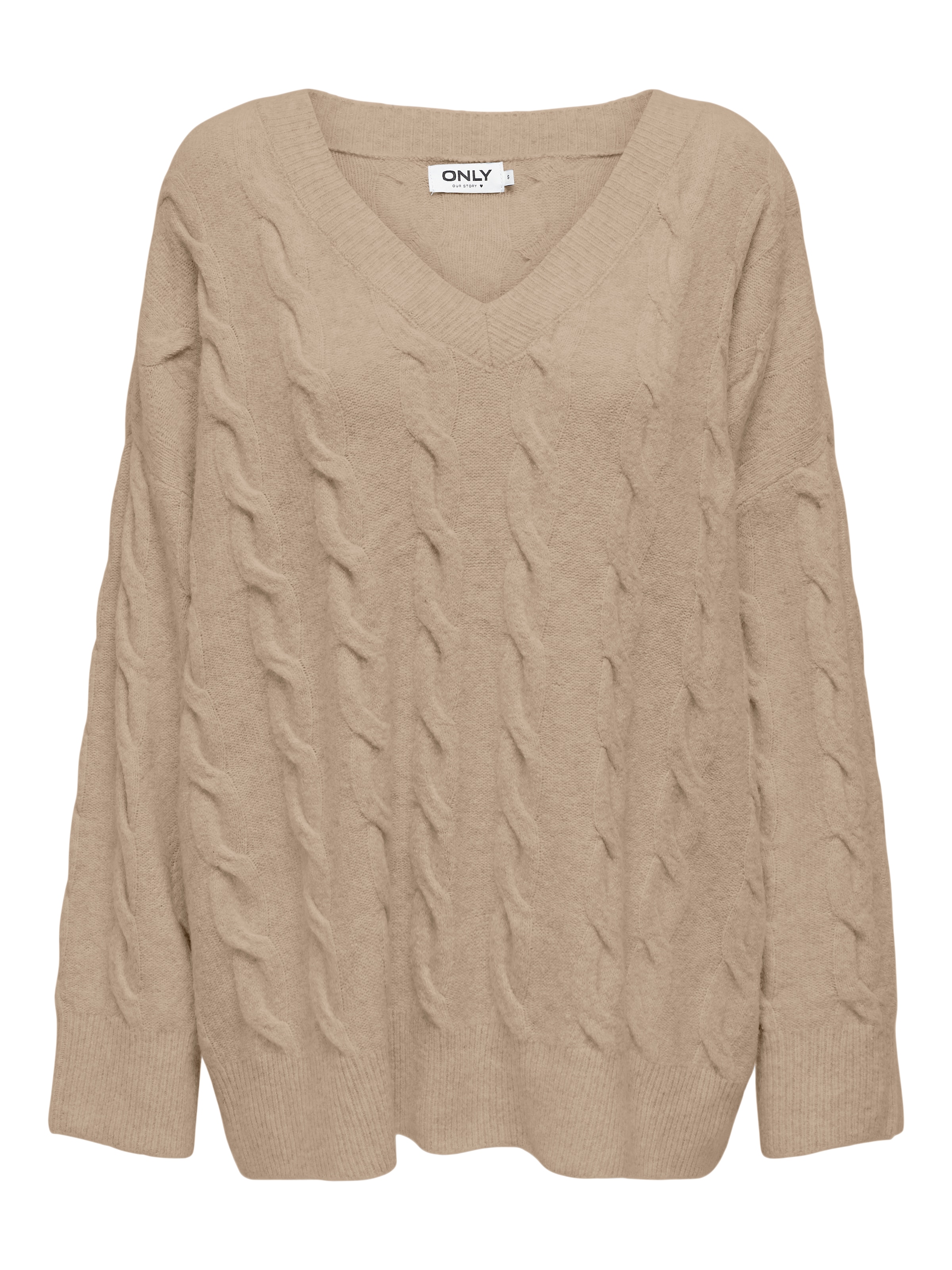 ONLY V-Ausschnitt-Pullover »ONLJEANETT LIFE L/S CABLE V-NECK CC KNT«, mit Zopfmuster