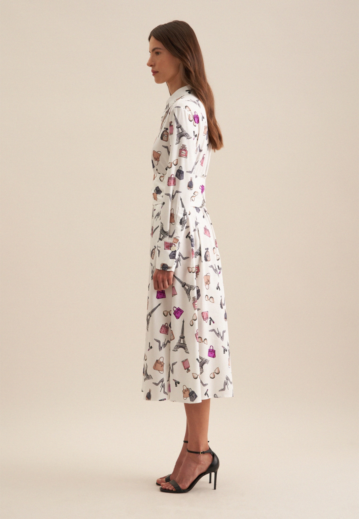 seidensticker Sommerkleid »Schwarze Rose« Langarm Kragen Druck