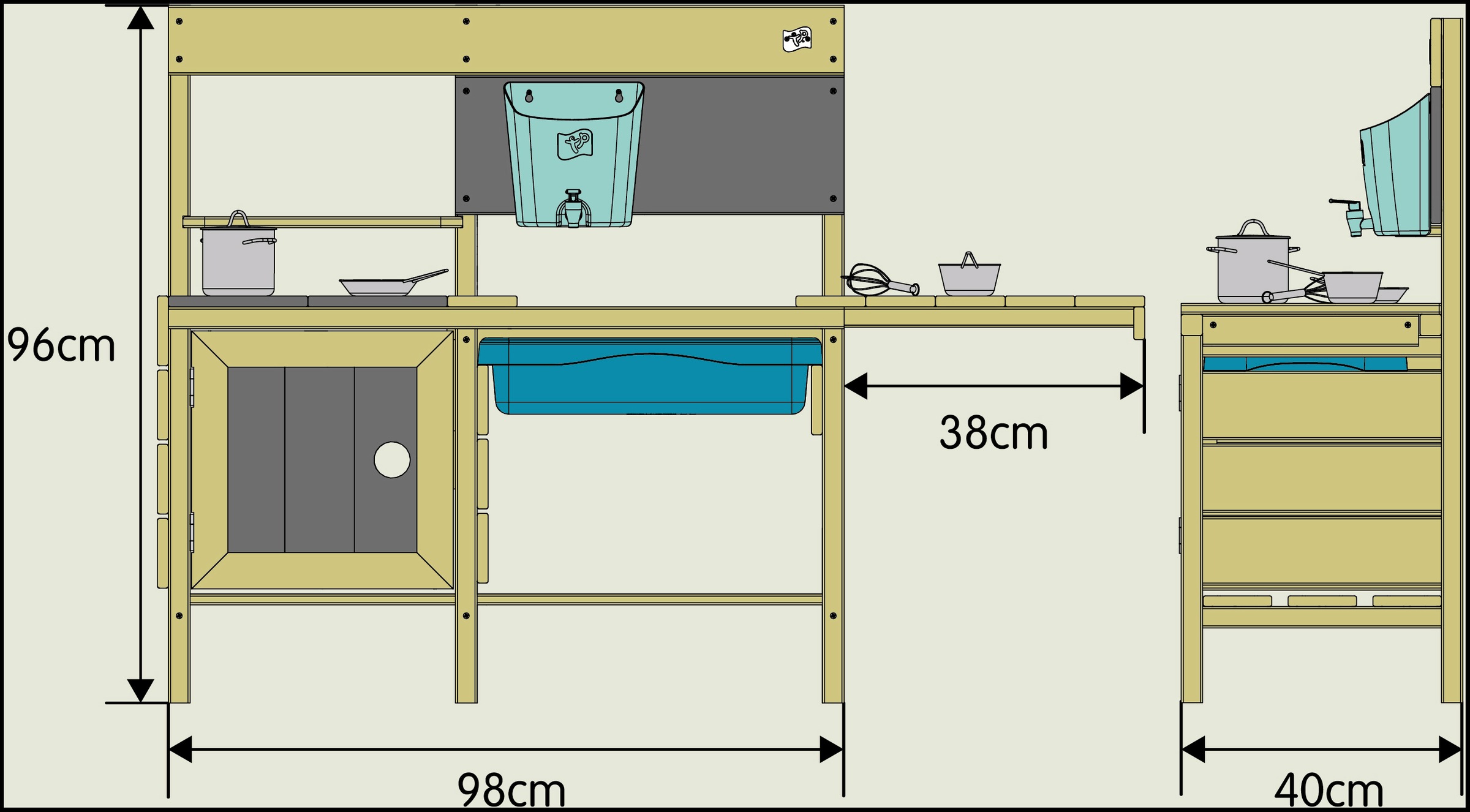 TP Toys Outdoor-Spielküche »Deluxe«, mit Zubehör 40x136x96 cm