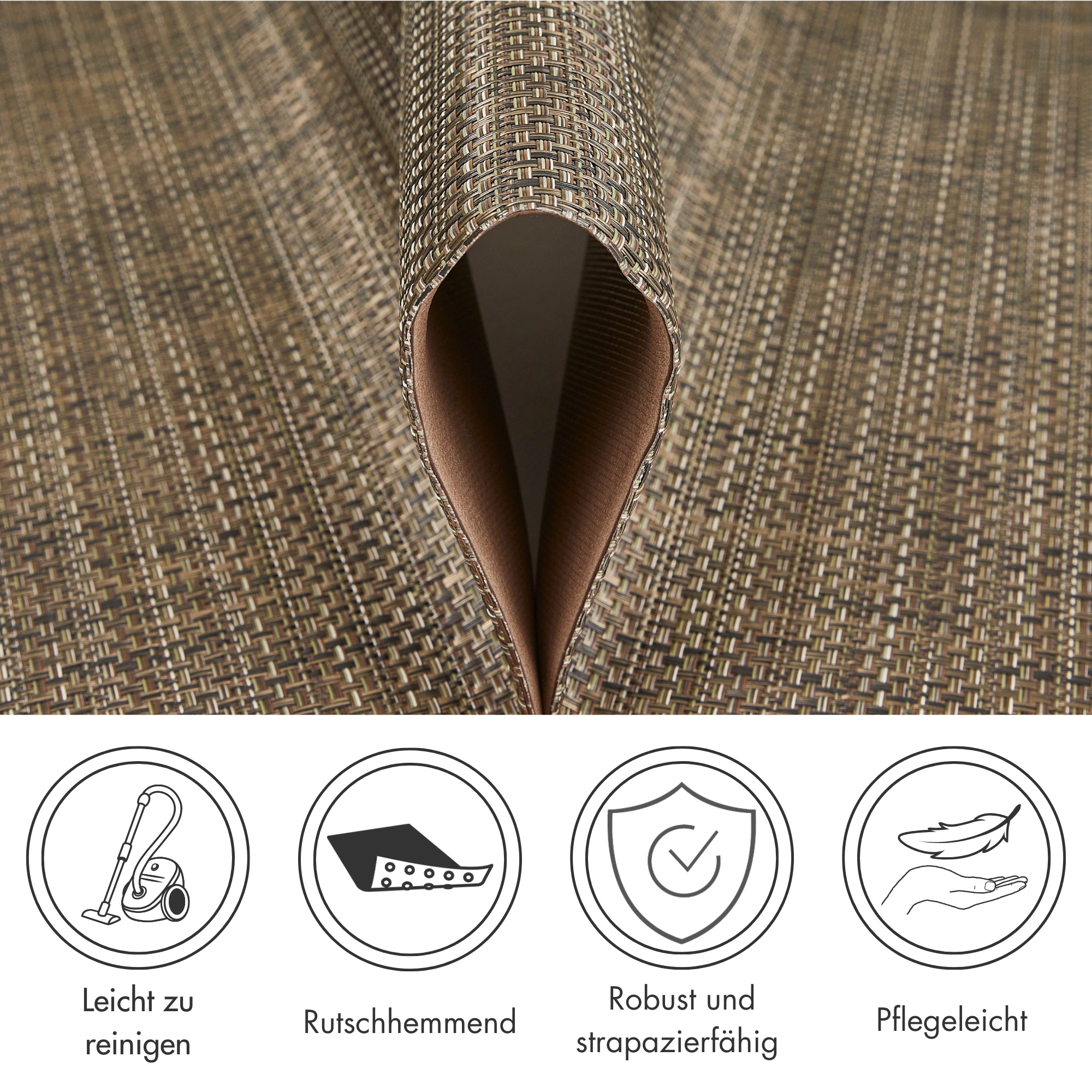 Andiamo Küchenläufer »Soft«, rechteckig, 5 mm Höhe, Vinyl-Küchenläufer, meliert, Flechtoptik, rutschhemmend