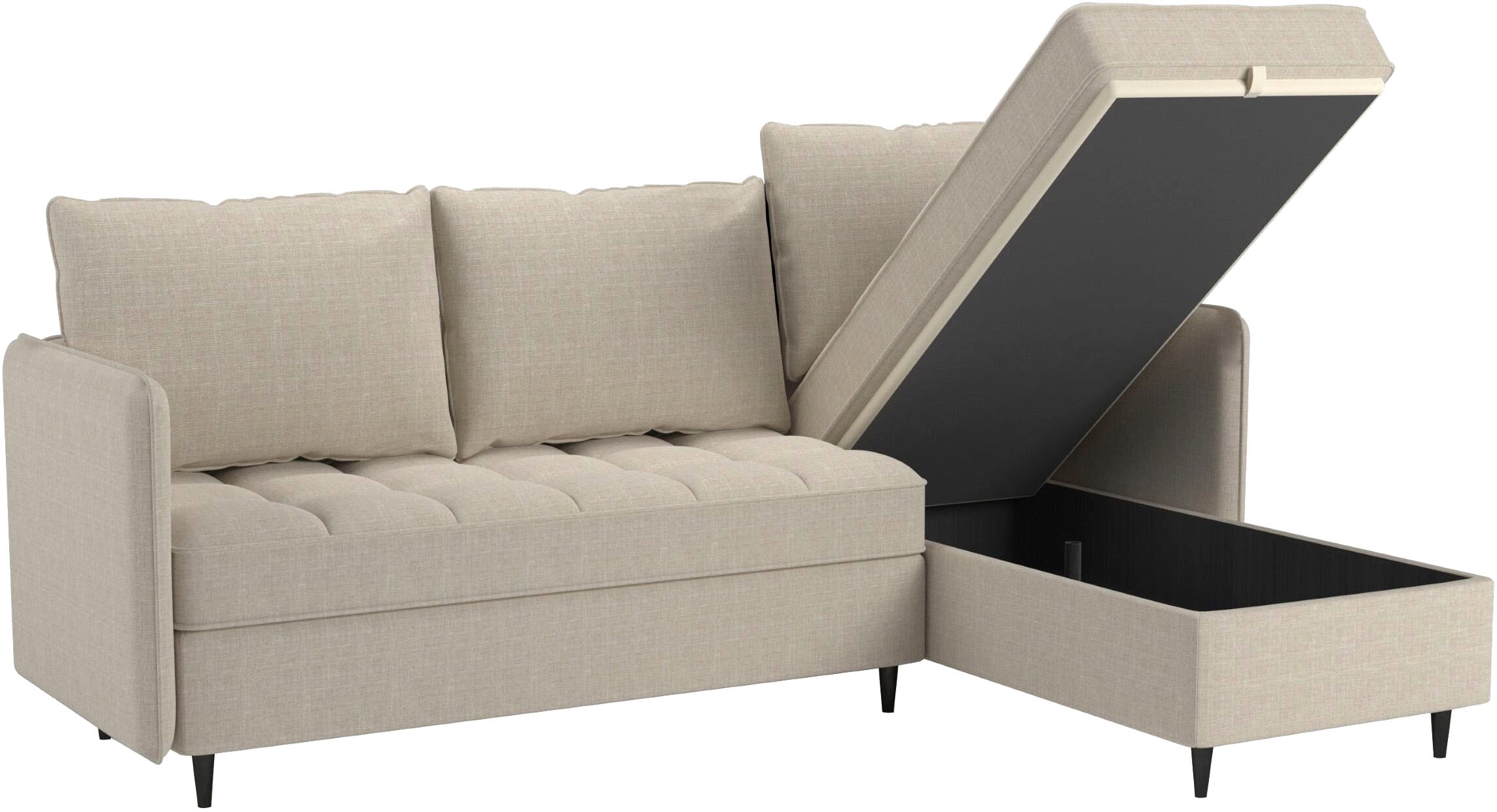 Dorel Home Ecksofa »LINDHUS, L-Form, 4 verschiedene Stellvarianten, Lounge-Sofa,«, Wohnlandschaft, mit Recamiere, großer Bettkasten, Cord, Chenille