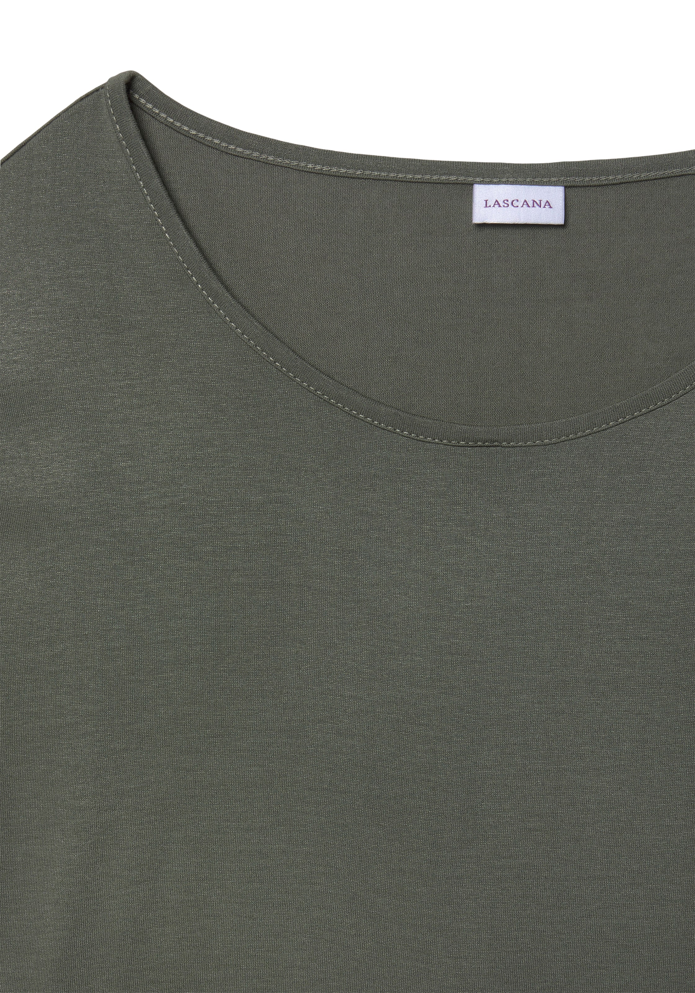 LASCANA Kurzarmshirt, mit Rundhalsausschnitt, Jerseyware, Ärmelaufschlag, Basic
