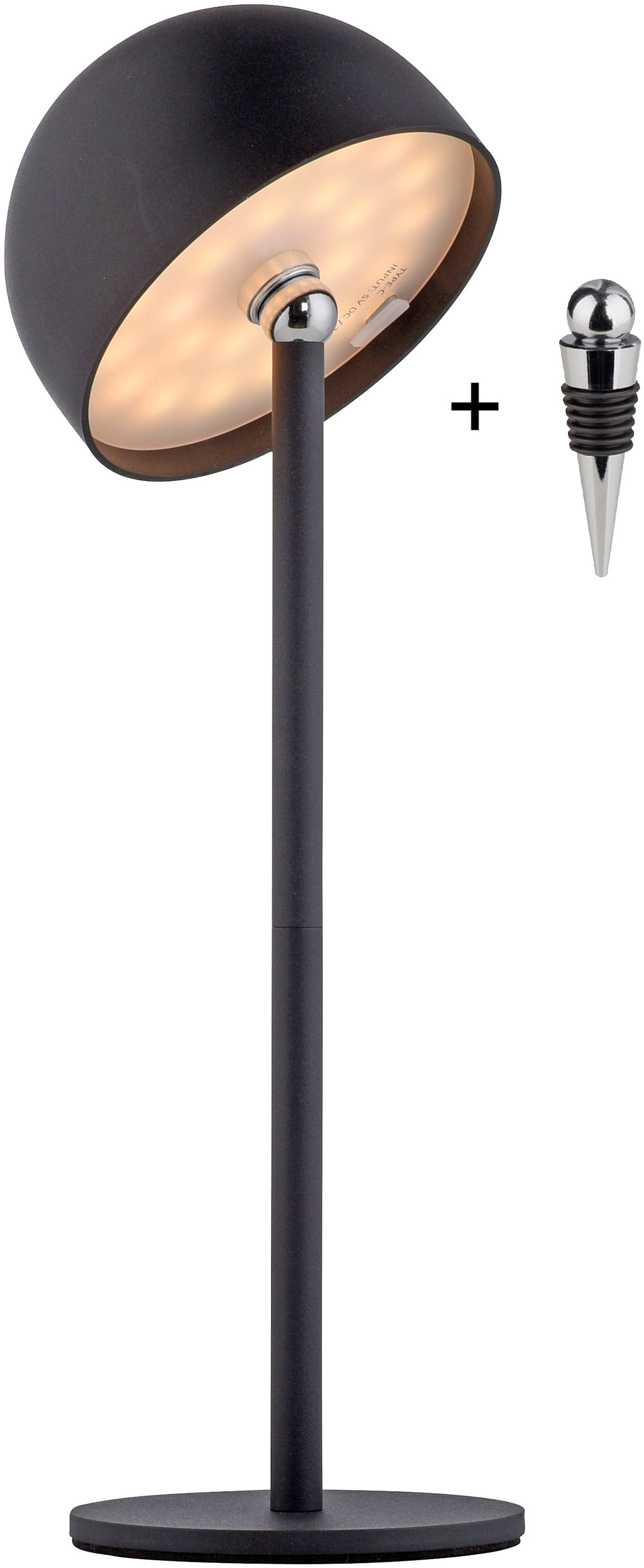 my home Tischleuchte »Akku Tischleuchte Hesper Indoor Outdoor, magnetischer Flaschenaufsatz«, 1 flammig, Leuchtmittel LED-Board | LED fest integriert, Pilzlampe Flaschenaufsatz, Regulierung der Lichtstärke, Pilz, Lampe