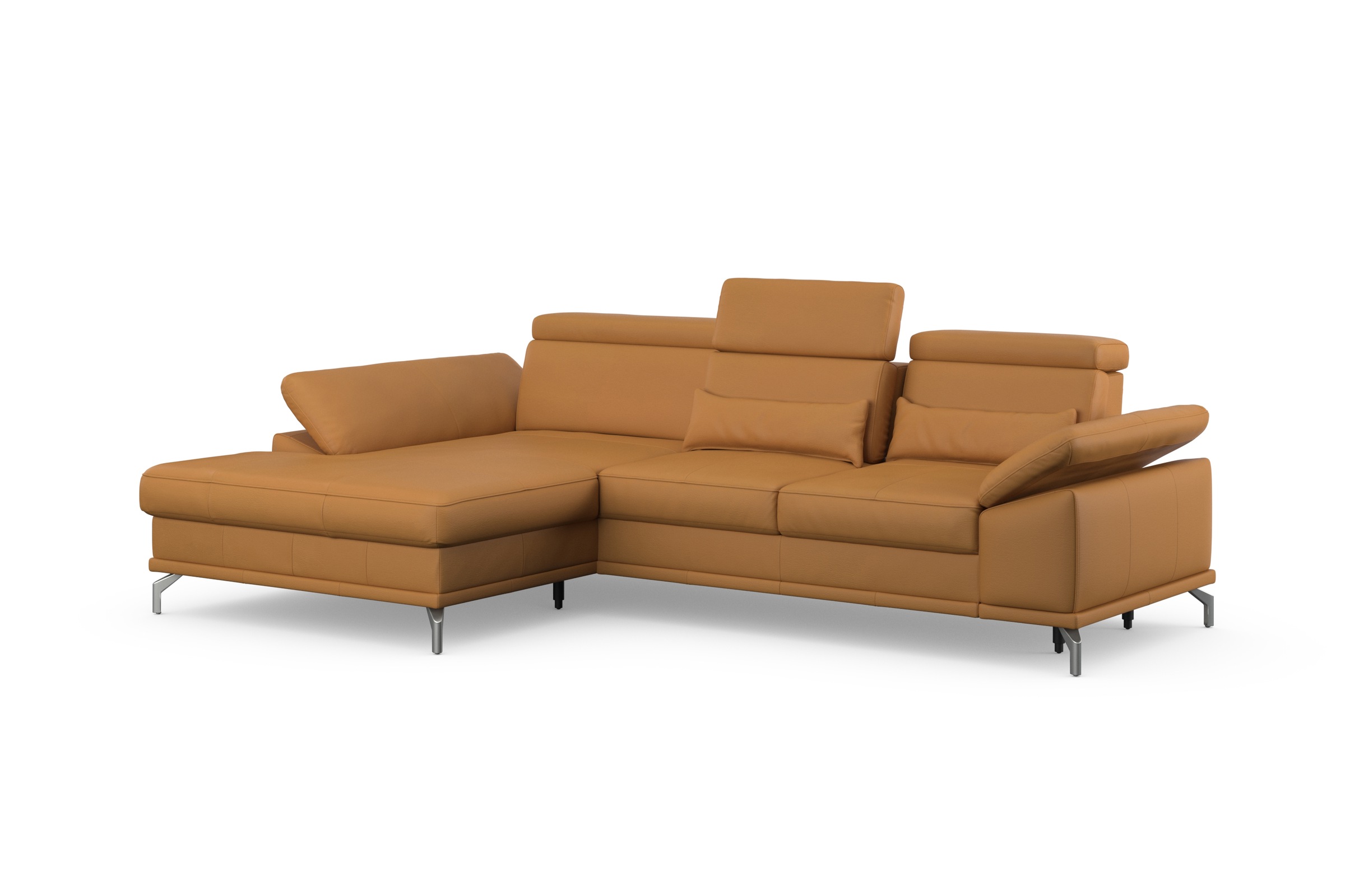 sit&more Ecksofa »Cabrio L-Form, mit Sitztiefenverstellung, Arm- und Kopfteilverstellung«, 2 Nierenkissen, Federkern, optional Bettfunktion und Stauraum