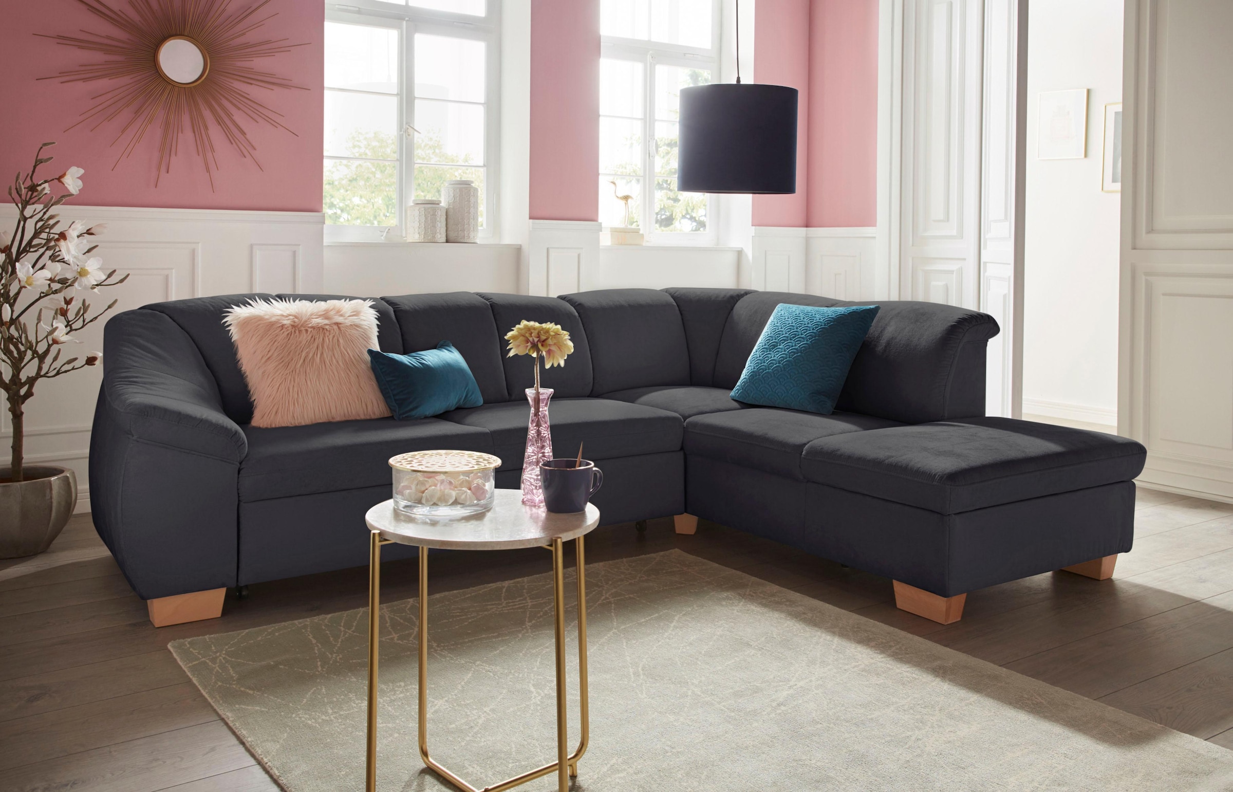 sit&more Ecksofa »Santo L-Form«, mit Federkern, wahlweise mit Bettfunktion günstig online kaufen