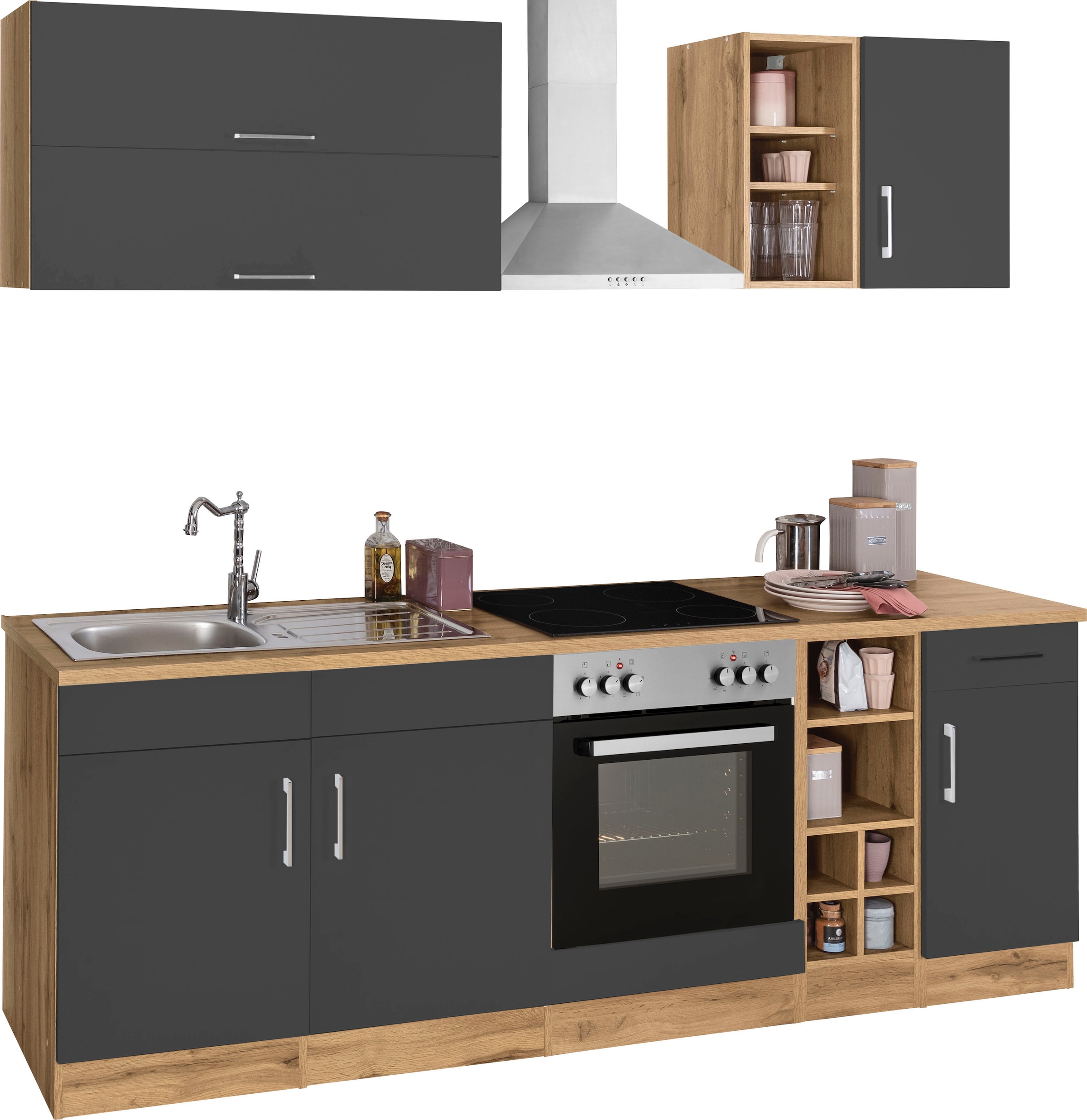 KOCHSTATION Küchenzeile »KS-Colmar«, mit E-Geräten, Breite 240 cm