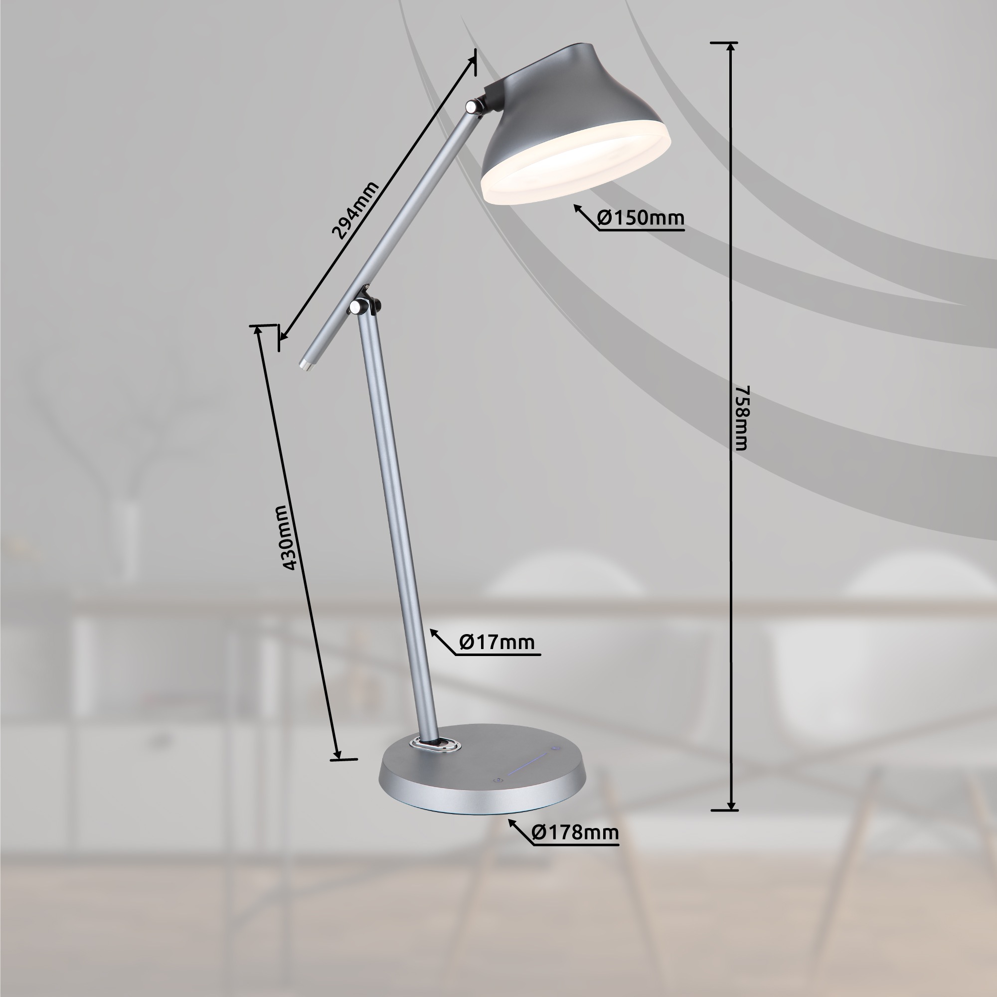 GLOBO LIGHTING LED Tischleuchte »HALVAR«, Leuchtmittel LED-Modul | LED fest integriert, Tischlampe/Arbeitszimmer/Bürotischleuchte/beweglich