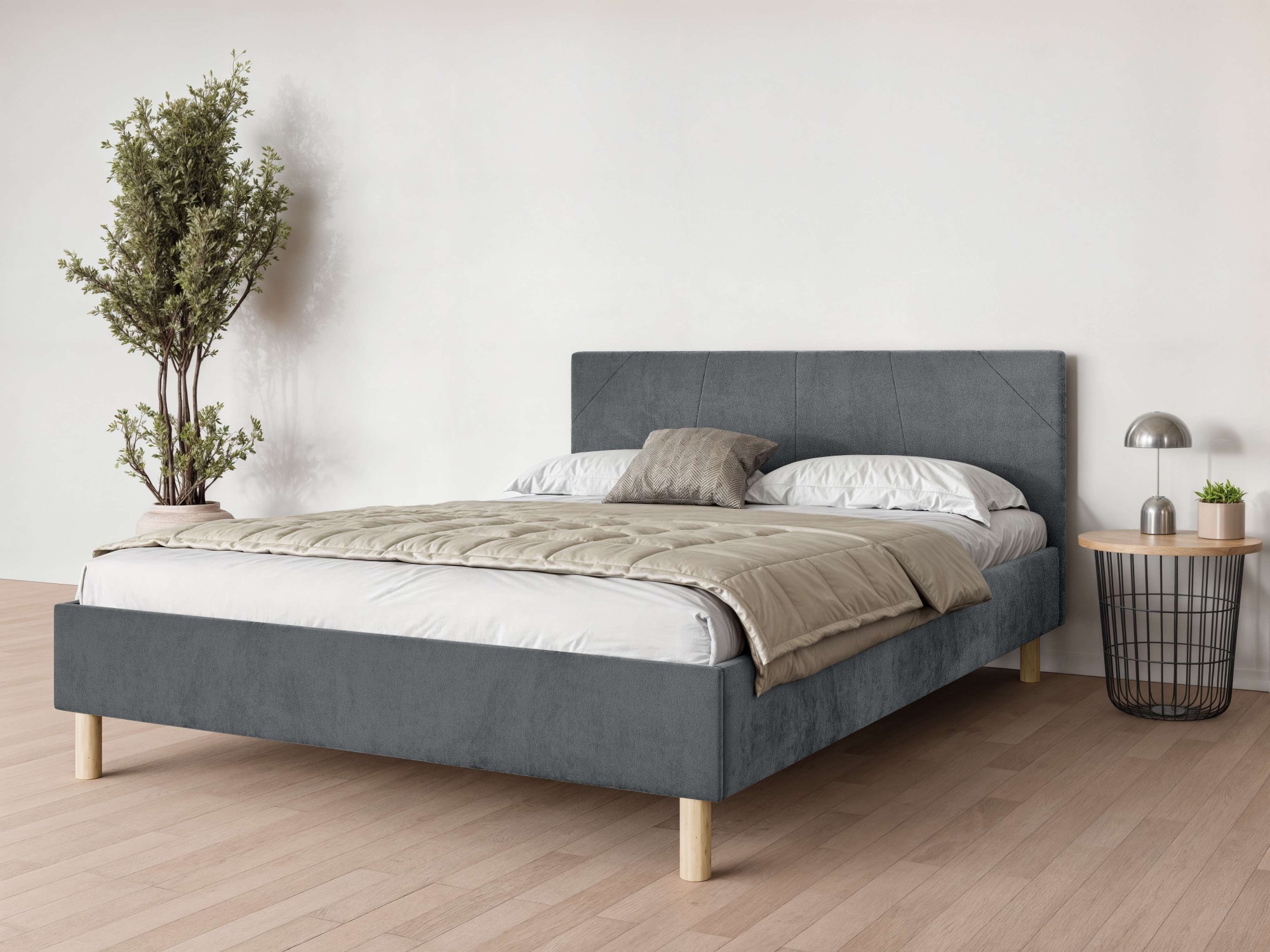 andas Polsterbett »Albybyn, Bettgestell mit Kopfteil und Lattenrost, in 2 B günstig online kaufen