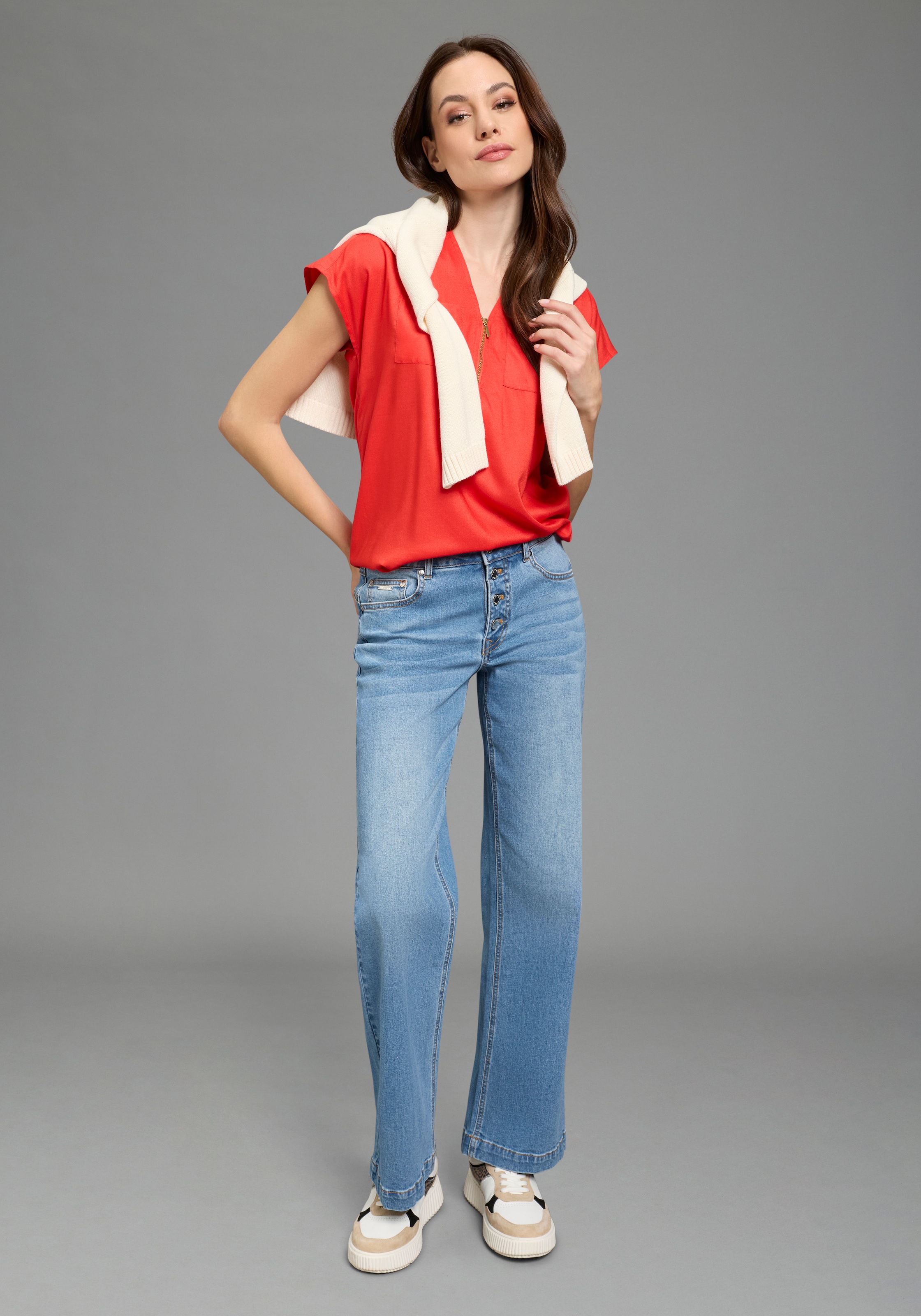 Bruno Banani Weite Jeans mit Elasthan-Anteil, aus Baumwollmaterial
