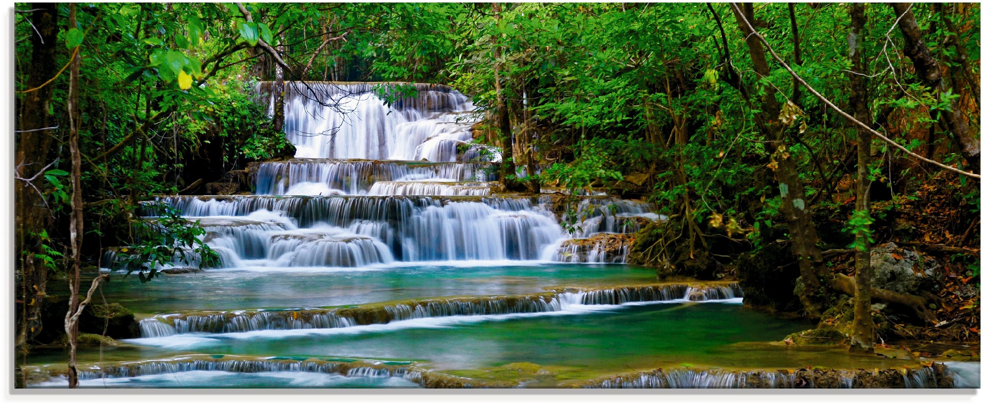 Artland Glasbild "Tiefen Wald Wasserfall", Gewässer, (1 St.), in verschiede günstig online kaufen