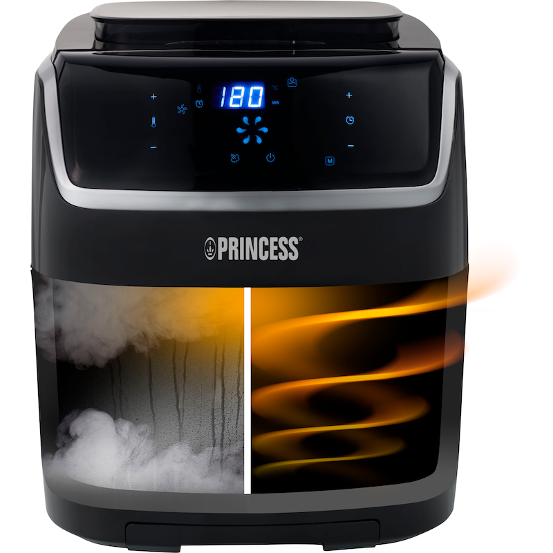 PRINCESS Fritteuse »182080« 1700 W Dampf-Airfryer, 6, 5 l Volumen, 8 Programme, inkl. kleinem Kochbuch schwarz