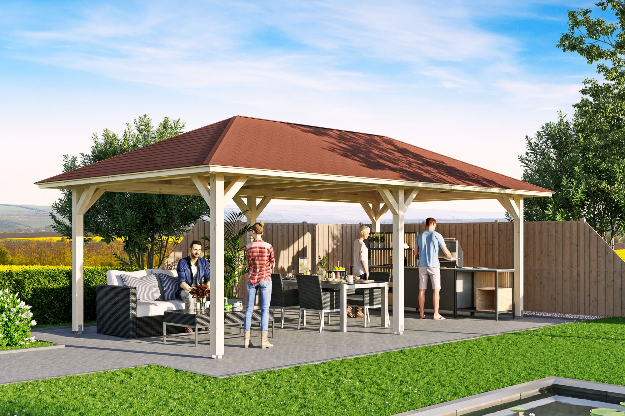 Skanholz Holzpavillon »Orleans 2«, Leimholz, 359 x 706 cm