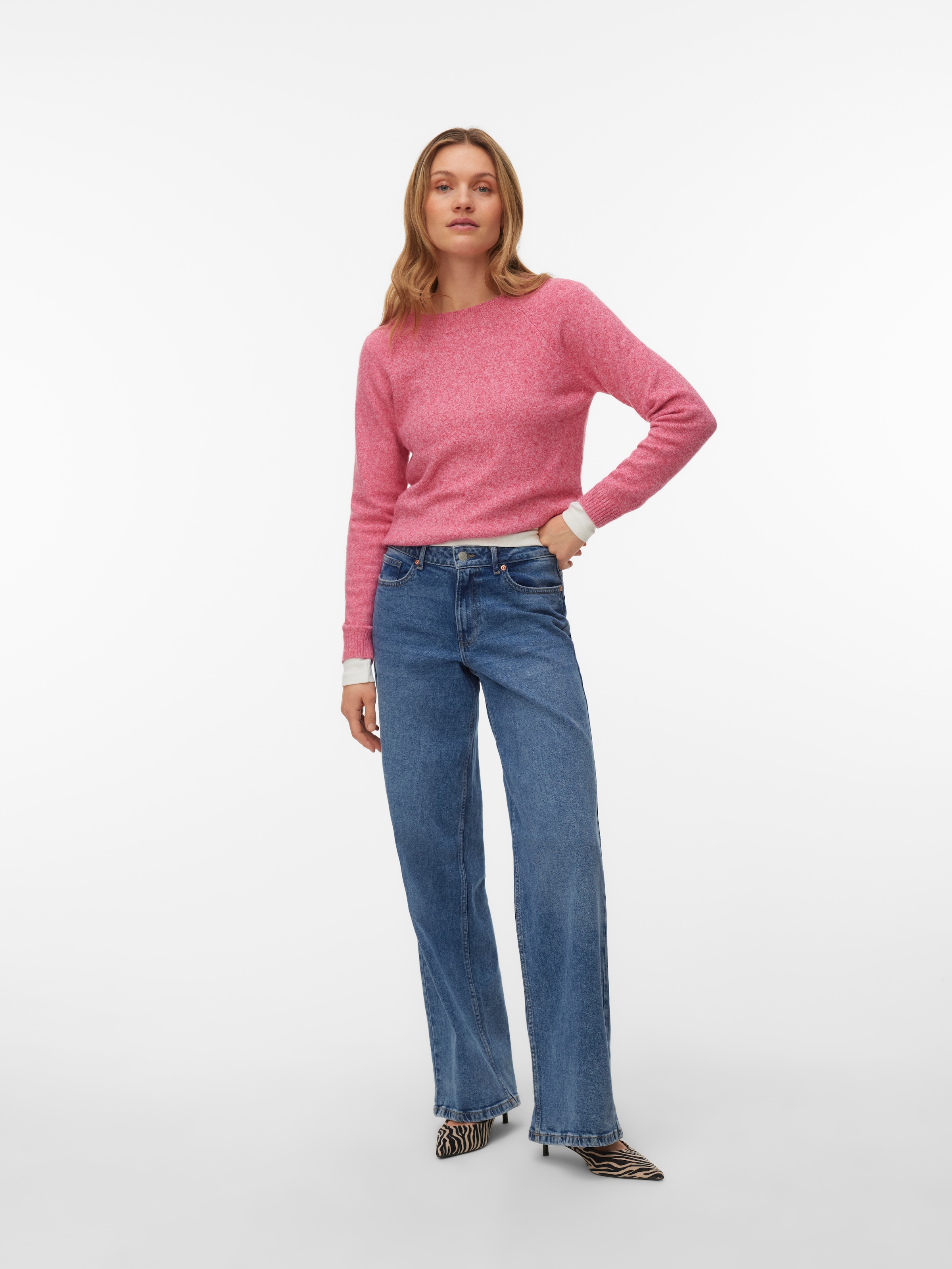 Vero Moda »VMDOFFY LS O-NECK BLOUSE GA NOOS« Materialmix, regular fit