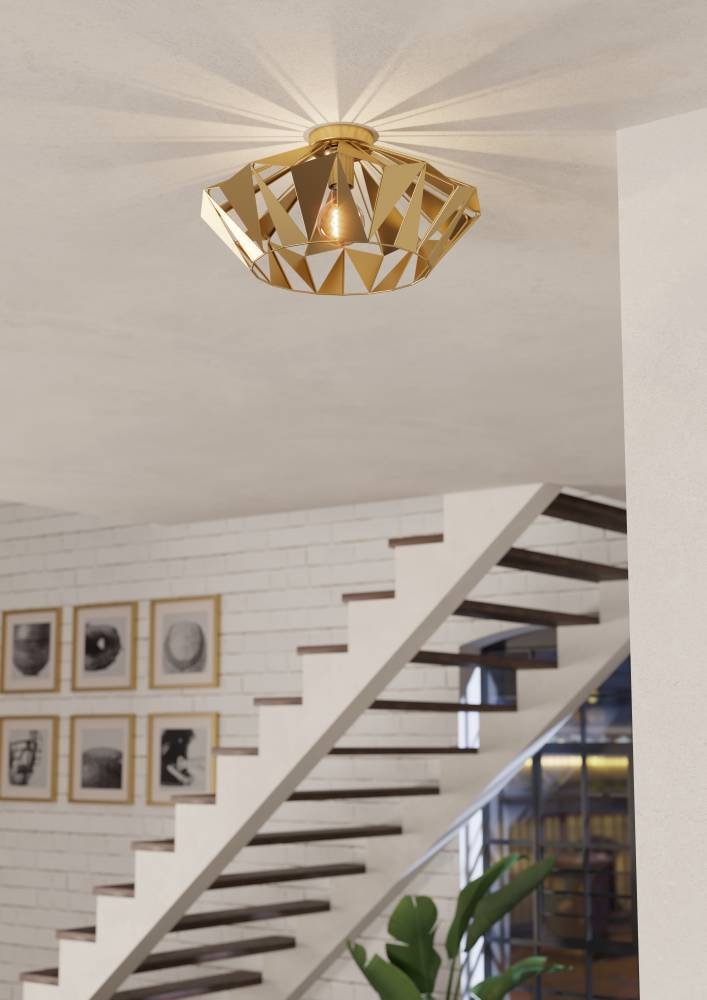 EGLO Deckenleuchte »CARLTON«, 1 flammig, Leuchtmittel E27 | ohne Leuchtmittel, Deckenleuchte im Retro Design, Vintage Wohnzimmerlampe, Metall in Gold