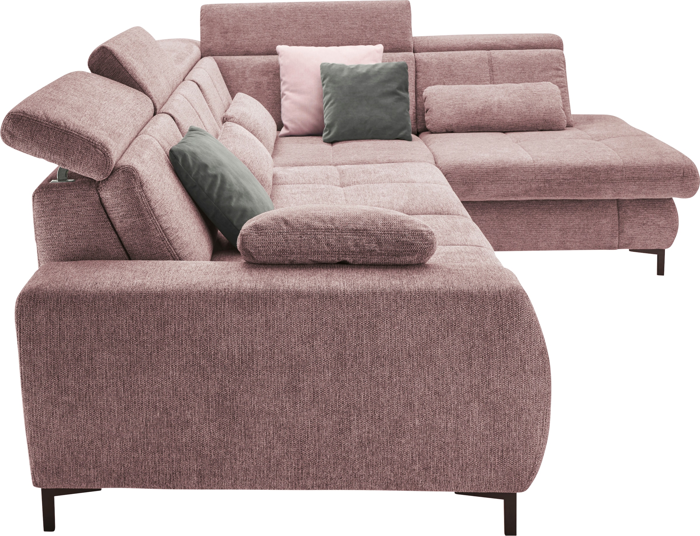set one by Musterring Ecksofa »SO 3400 Sitzhöhe 47cm oder 49cm, Sitztiefe verstellbar, B/T 317/220 cm«, Kaltschaumpolsterung, Flachgewebe, whlw. mit Funktionen, Sitzhöhe 47