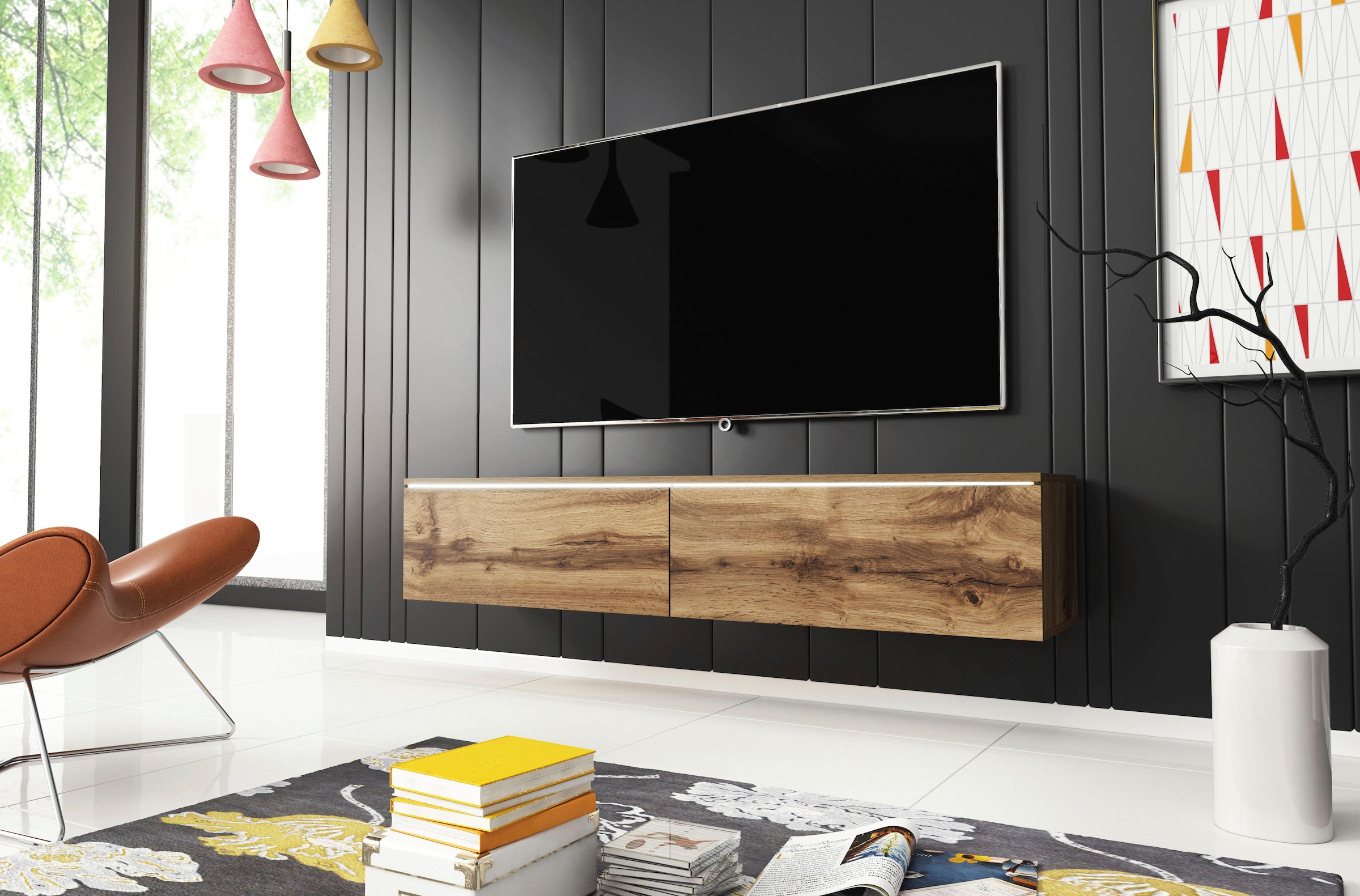 INOSIGN Lowboard »LOWBOARD VERA«, moderne grifflose TV-Board, TV-Schrank 140 cm, stehend und hängend