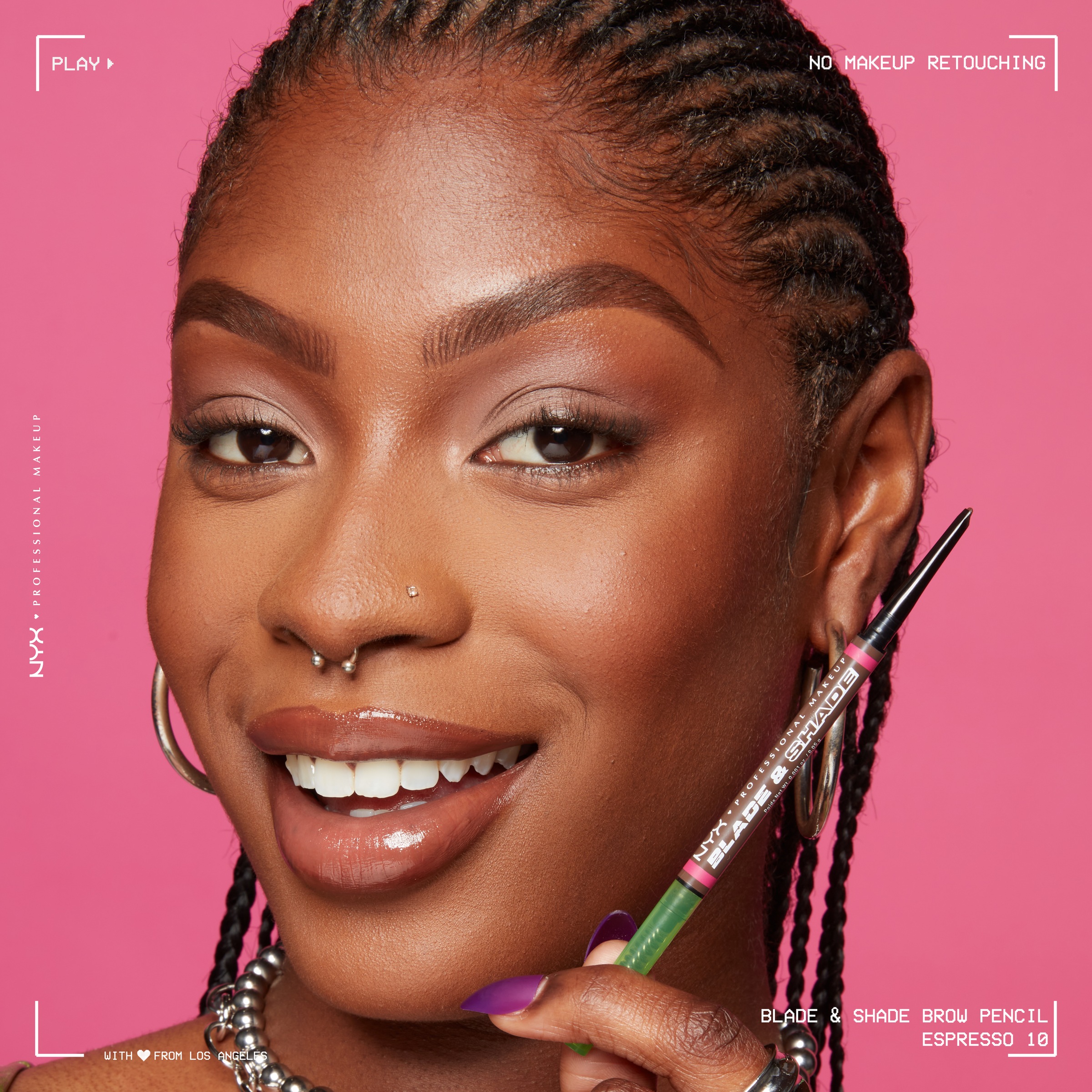 NYX PROFESSIONAL MAKEUP Augenbrauenpflege »BLADE & SHADE NANO AUGENBRAUENSTIFT« zweiseitige Spitze, integrierte Bürste, wischfest.