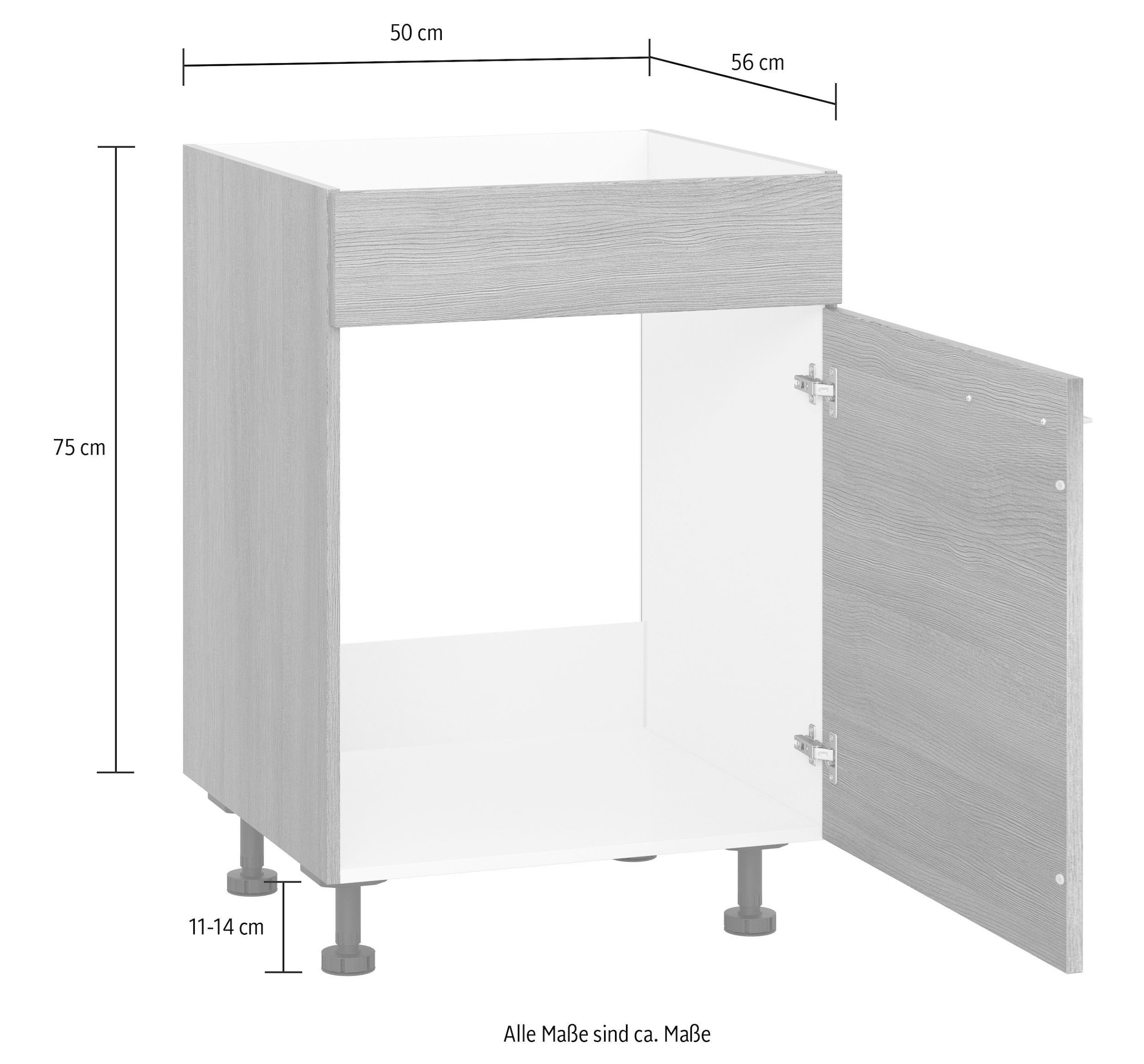 KOCHSTATION Spülenunterschrank »KS-Trea SPBL50«, Breite 50 cm, Höhe 75 cm