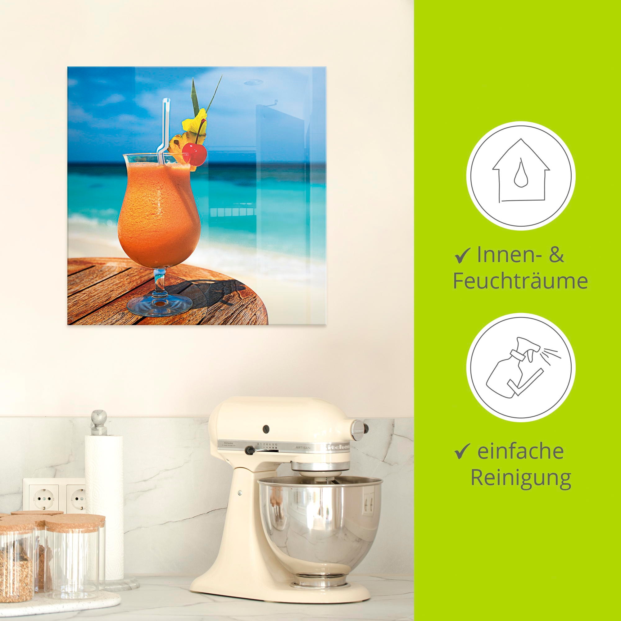 Artland Glasbild »Pokal mit Fruchtcocktail«, Getränke, (1 St.), in verschiedenen Größen