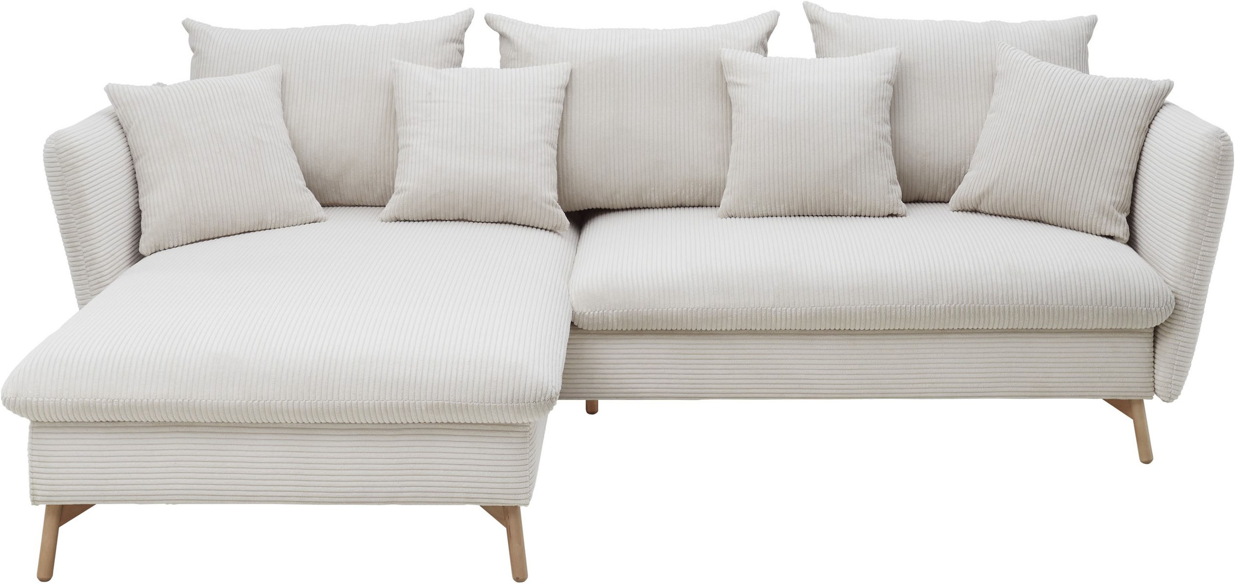 andas Ecksofa »MERLE, 258 cm, L-Form, traumhafter Cord,«, mit Bettfunktion günstig online kaufen