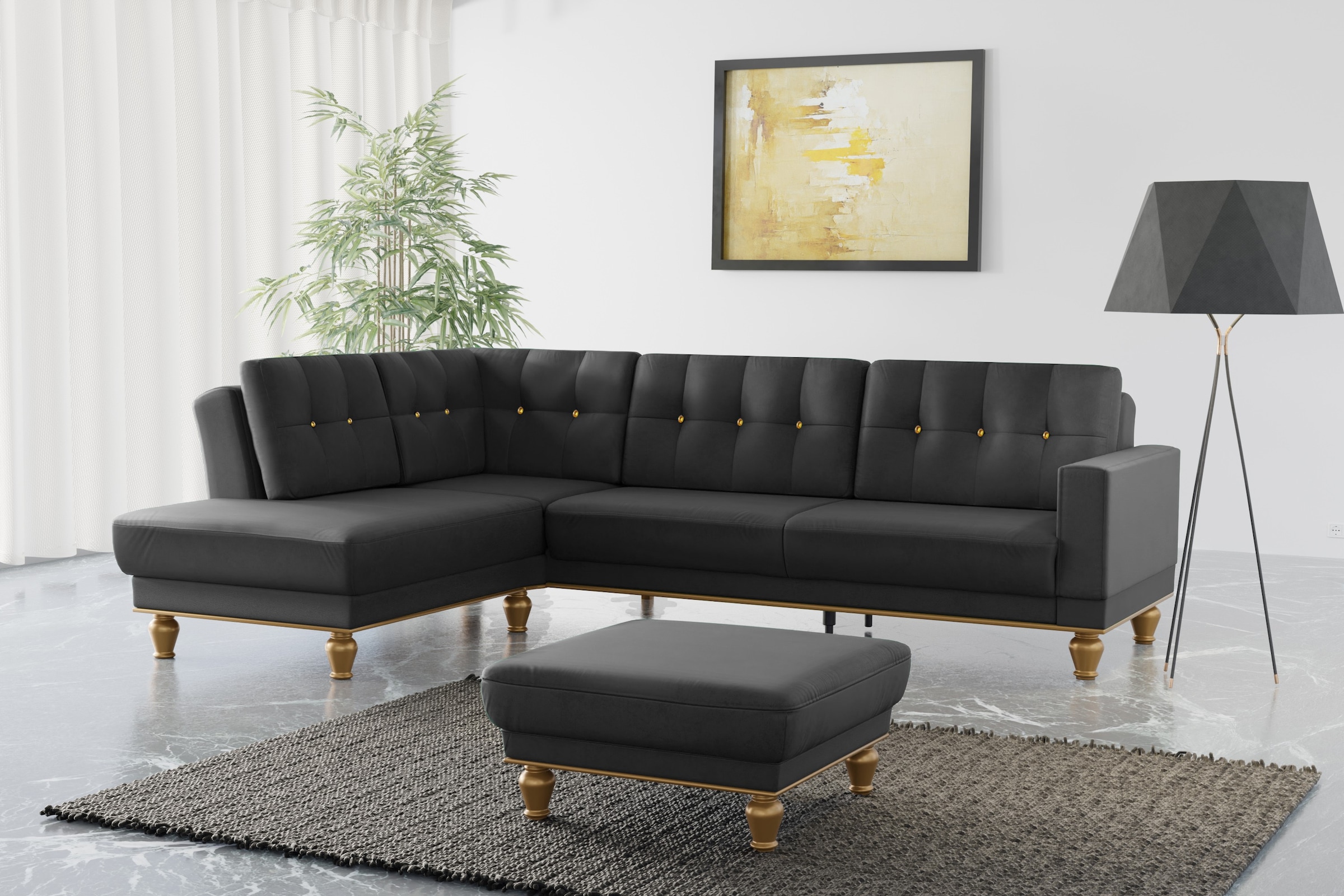 sit&more Ecksofa »Orient 5 V L-Form«, mit Strass-Stein, wahlweise mit Bettf günstig online kaufen