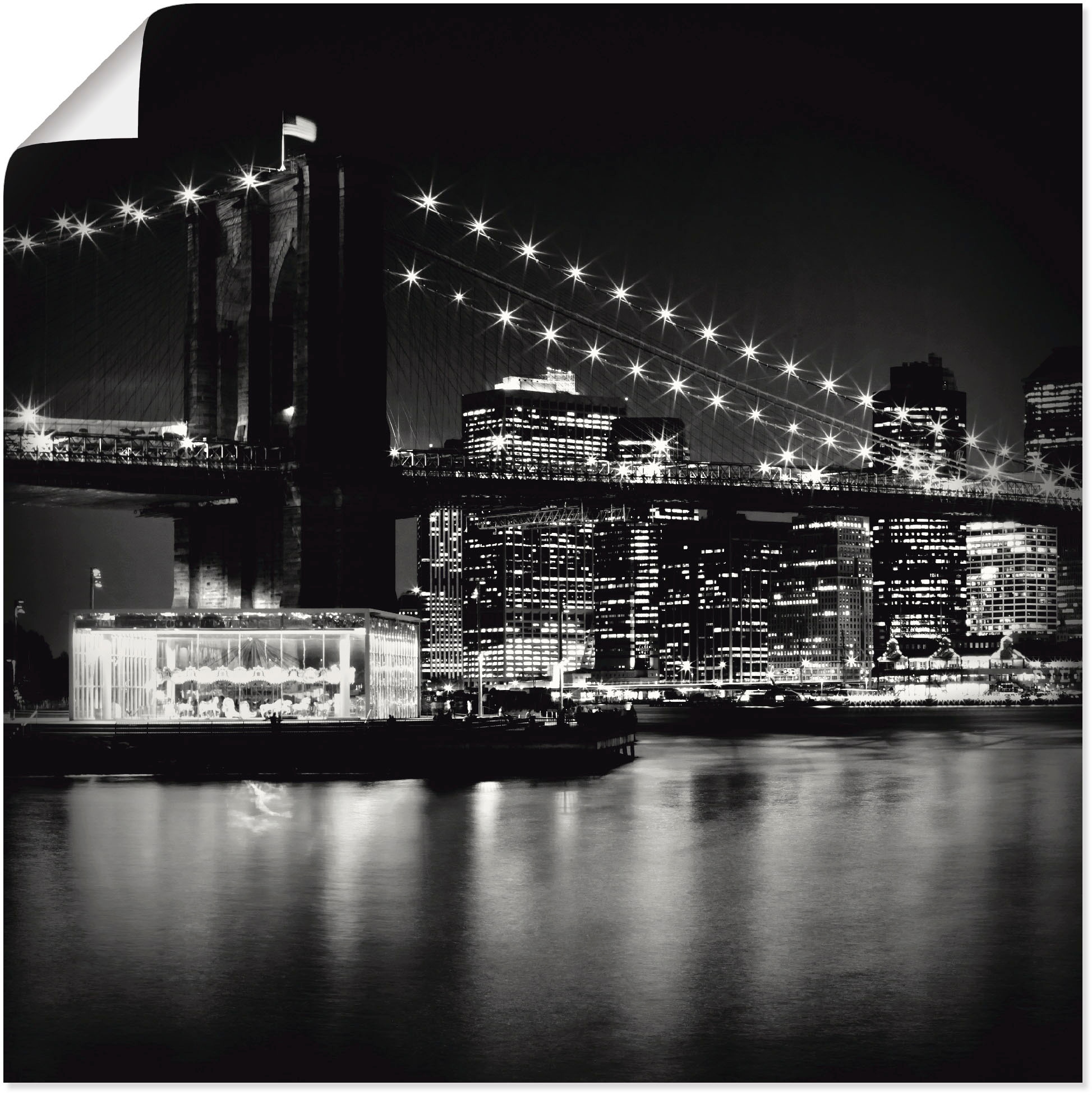 Artland Wandbild »NYC Brooklyn Bridge bei Nacht«, Amerika, (1 St.), als Leinwandbild, Poster in verschied. Größen