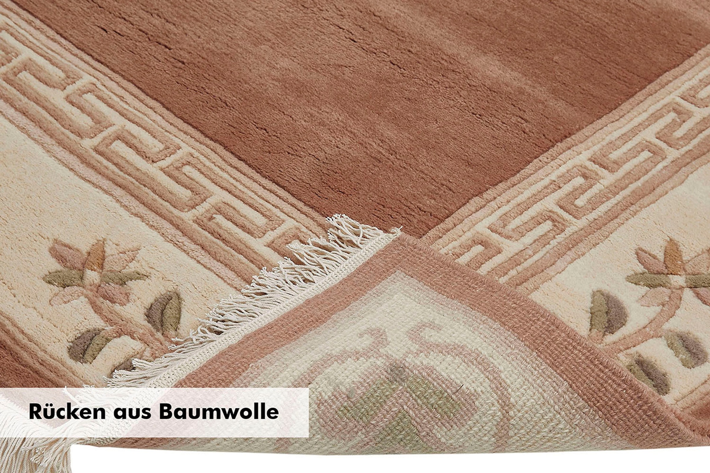 LUXOR living Wollteppich »Adour«, rechteckig, 18 mm Höhe, reine Wolle, handgeknüpft, mit Bordüre und Fransen, Wohnzimmer