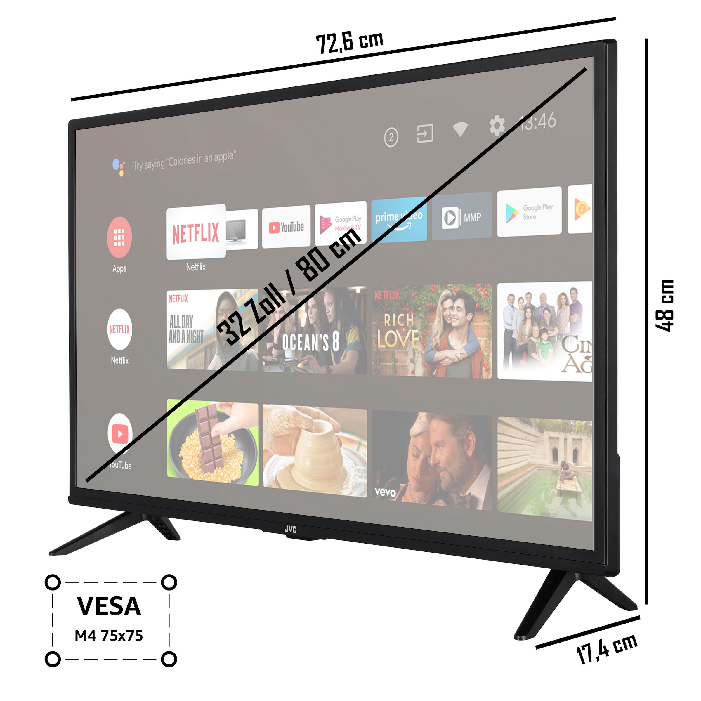 JVC LED-Fernseher »LT-32VAF3255«, 80 cm/32 Zoll, Full HD, Smart-TV-Android TV