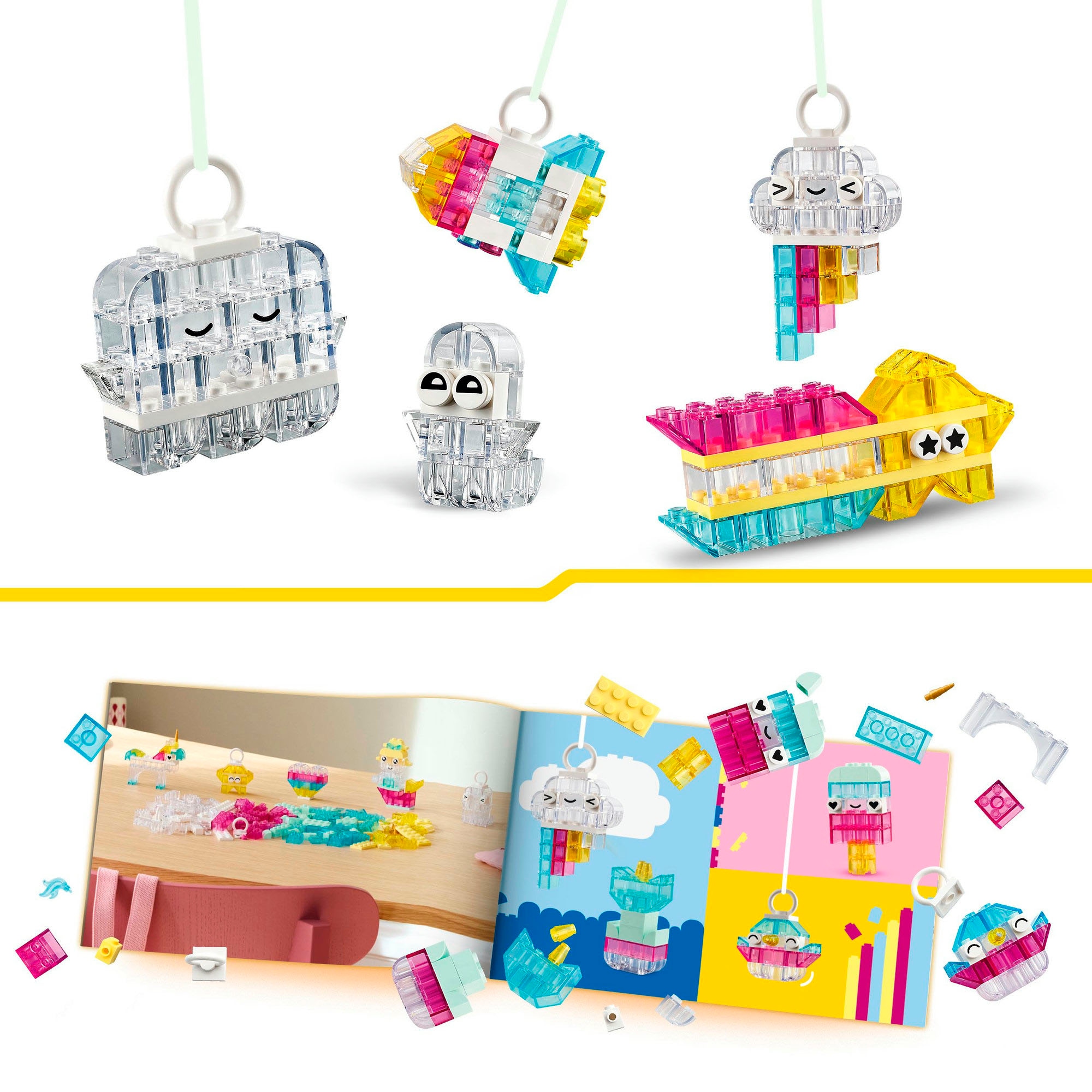 LEGO® Konstruktionsspielsteine »Zauberbox mit durchsichtigen Steinen (11040), LEGO® Classic«, (340 St.), Made in Europe