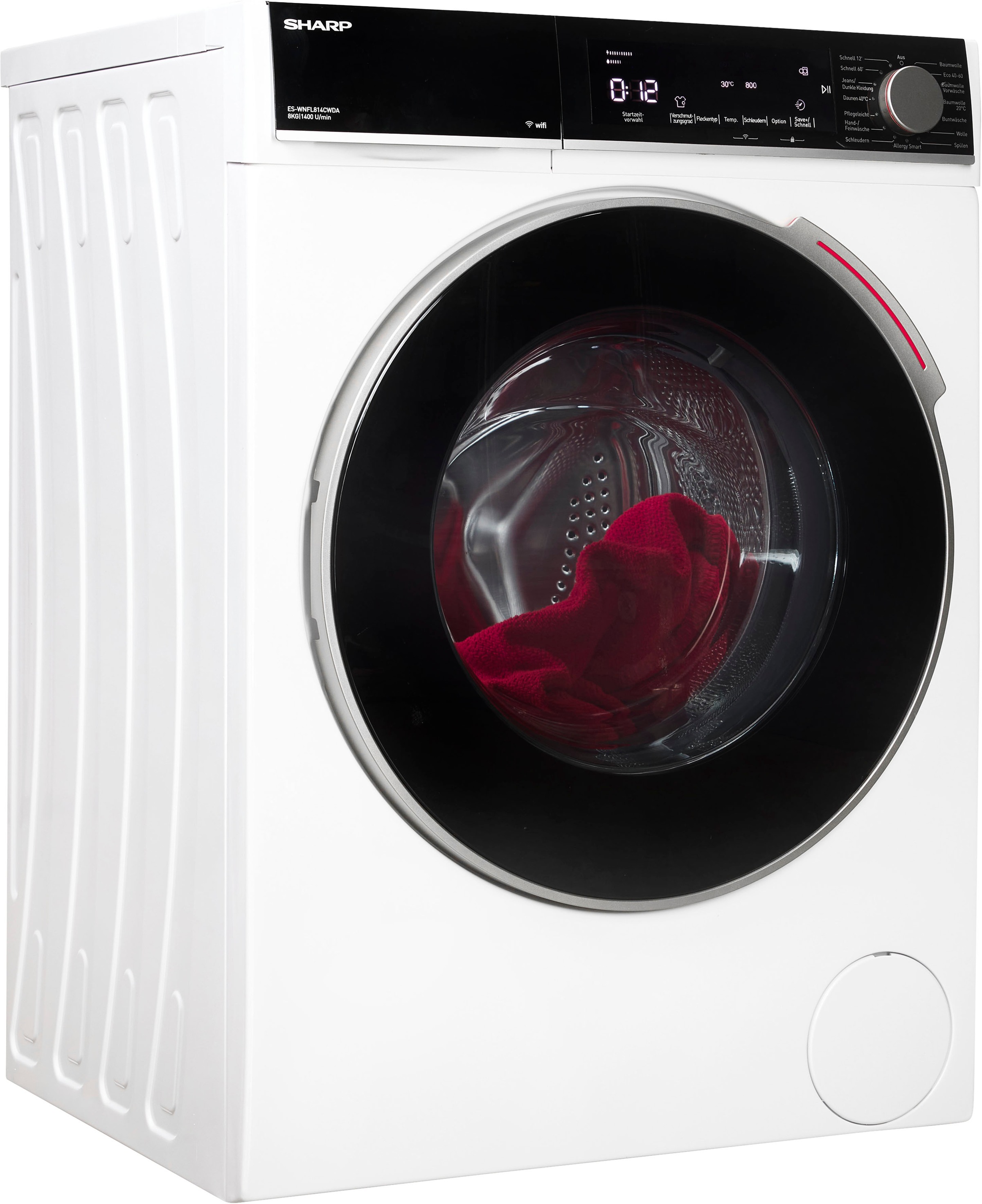 SHARP Waschmaschine »ES-WNFL814CWDA-DE« 8 kg 1400 U/min weiß AquaStop