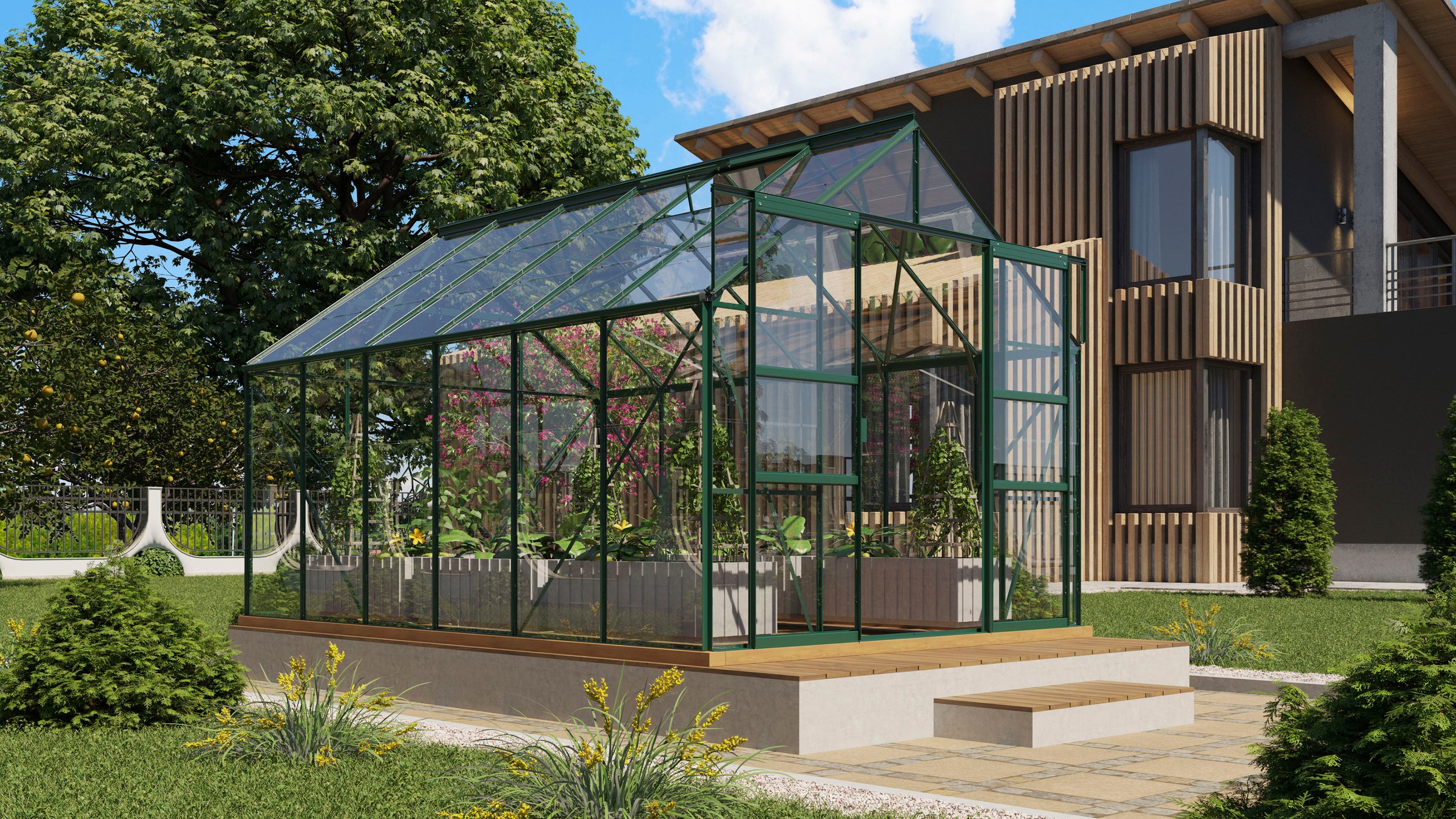 VITAVIA Gewächshaus »Mars 9900« Alu-Profile, 3 mm Sicherheitsglas smaragdgrün