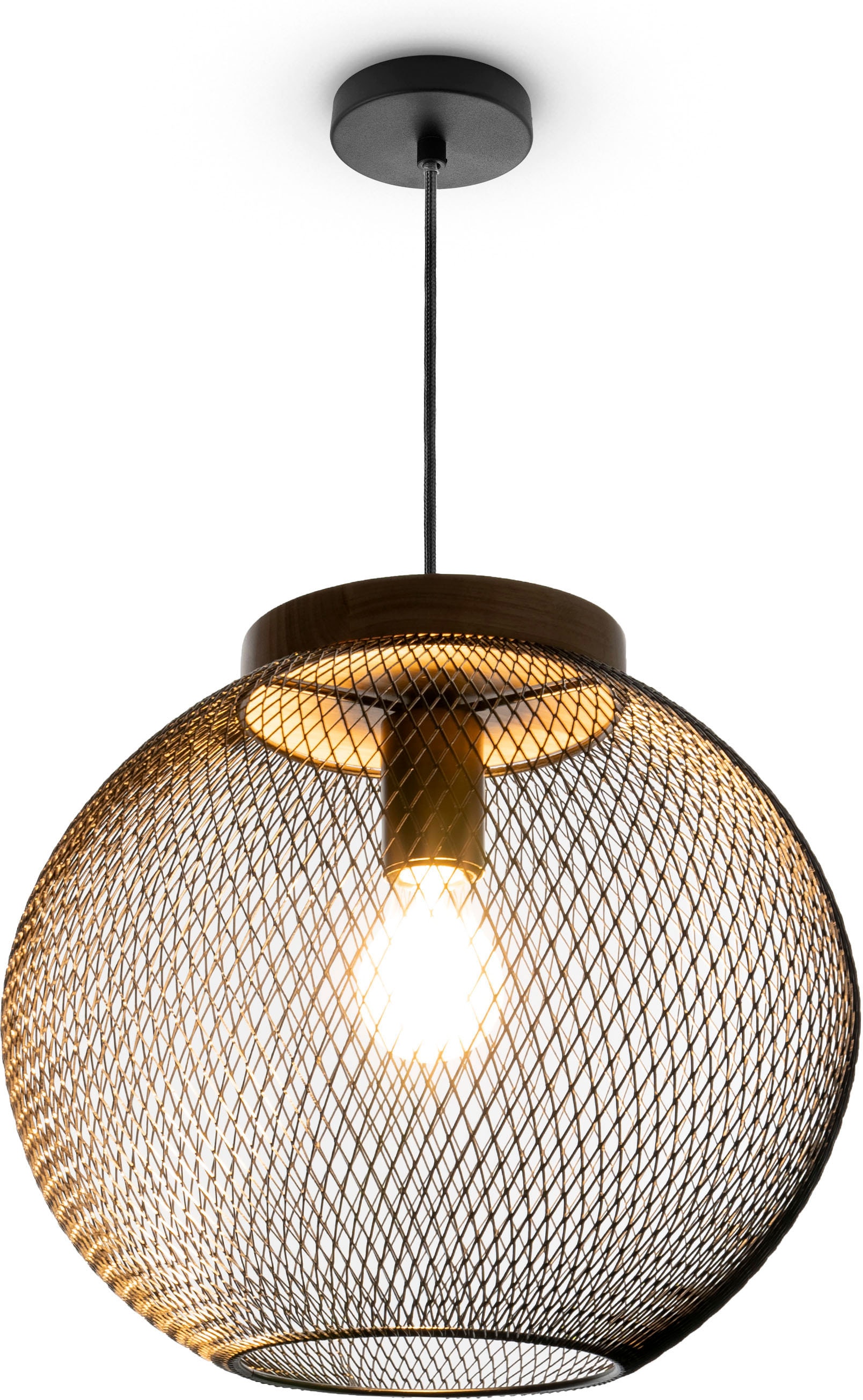 Paco Home Pendelleuchte Vintage E27 online »TRAPU«, Hängeleuchte bestellen Metall Holz Esszimmer Lampe Korblampen