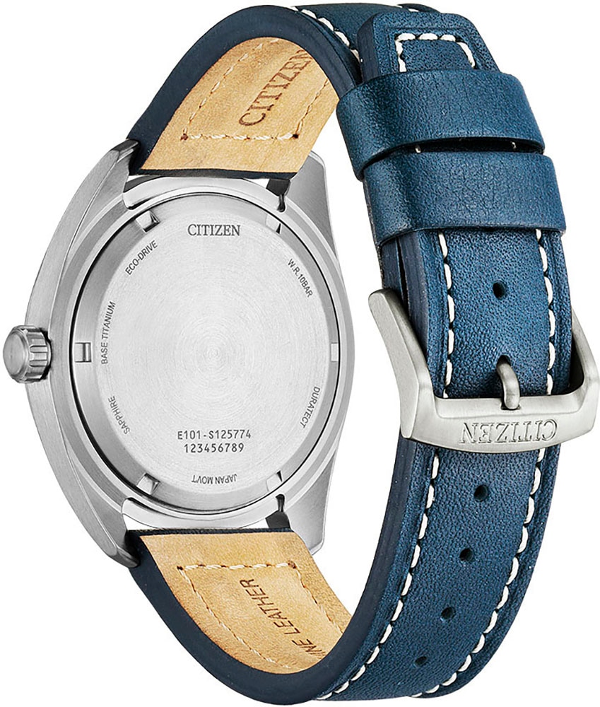 Citizen Solaruhr, Armbanduhr, Herrenuhr, Titan, Datum, Lederarmband