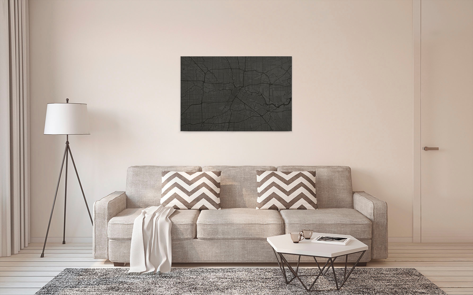 A.S. Création Leinwandbild »metropolitan«, Kunst-Modern-Kinder, (1 St.), Keilrahmen Stadtplan Karte Schwarz Leinwand-Bild Wohnzimmer modern